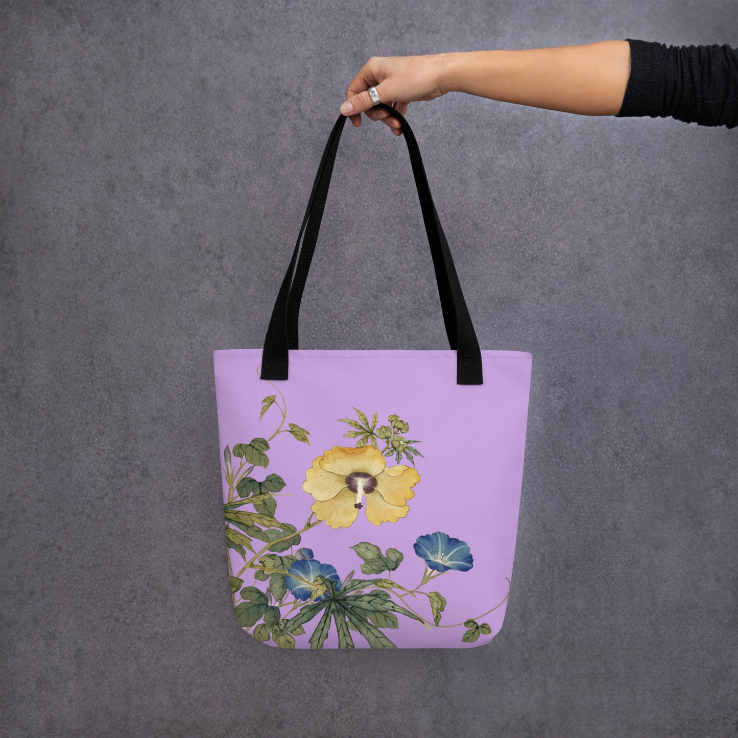 The Spirit of Flowers in Twelve Months｜Okra and White-edged Morning Glory in Bloom｜Tote bag｜Lilac