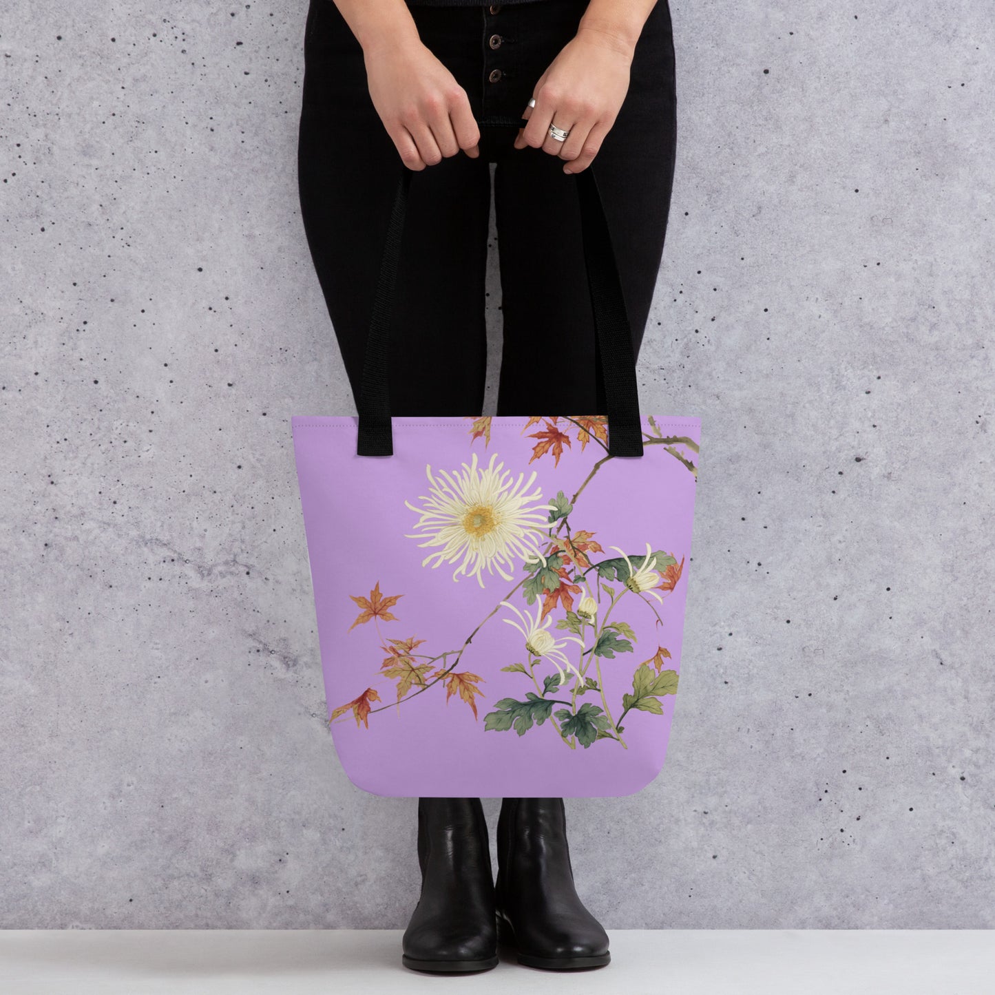 The Spirit of Flowers in Twelve Months｜Blooming Chrysanthemum and Maple Leaves｜Tote bag｜Lilac