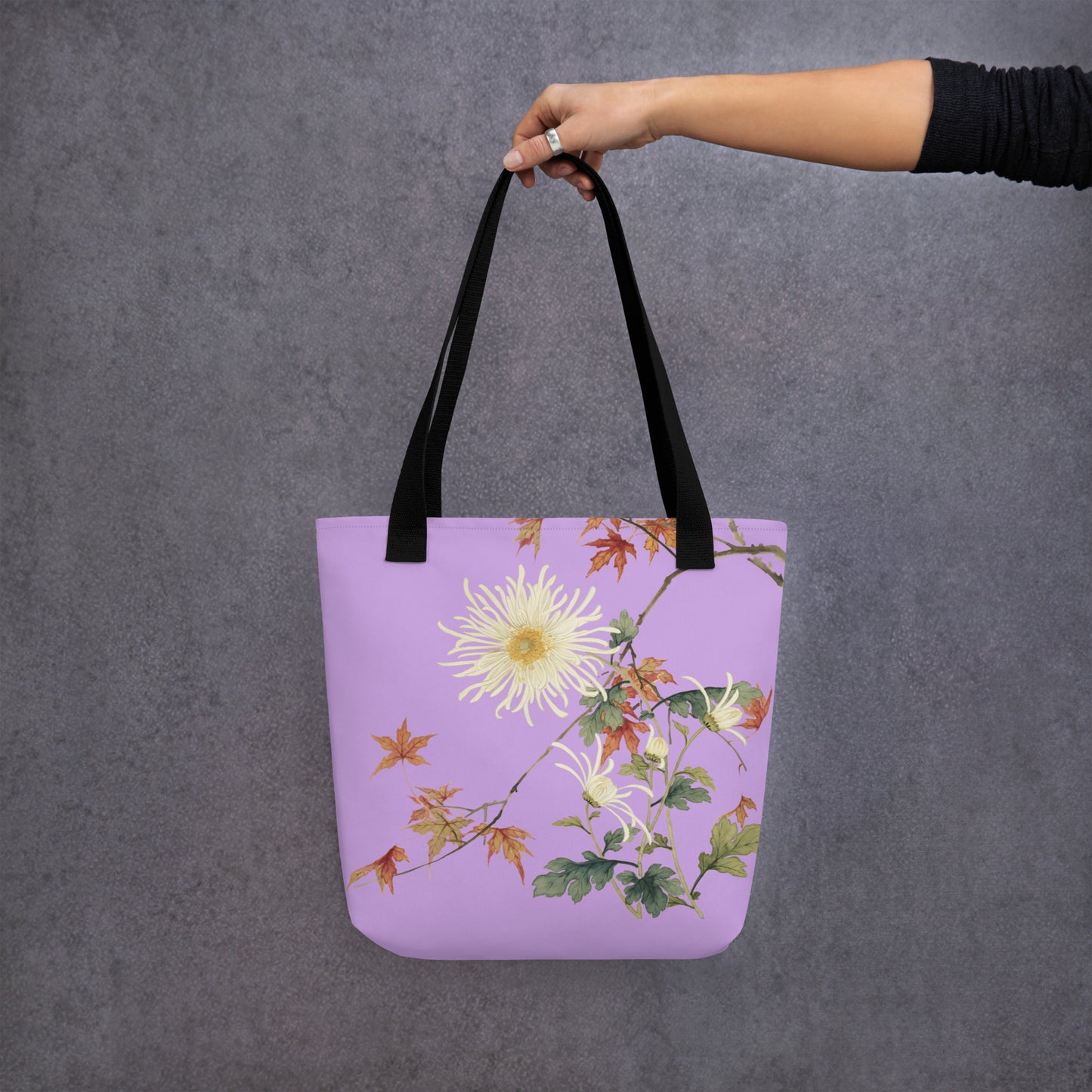 12月の花神様｜Blooming Chrysanthemum and Maple Leaves｜Tote bag｜Lilac