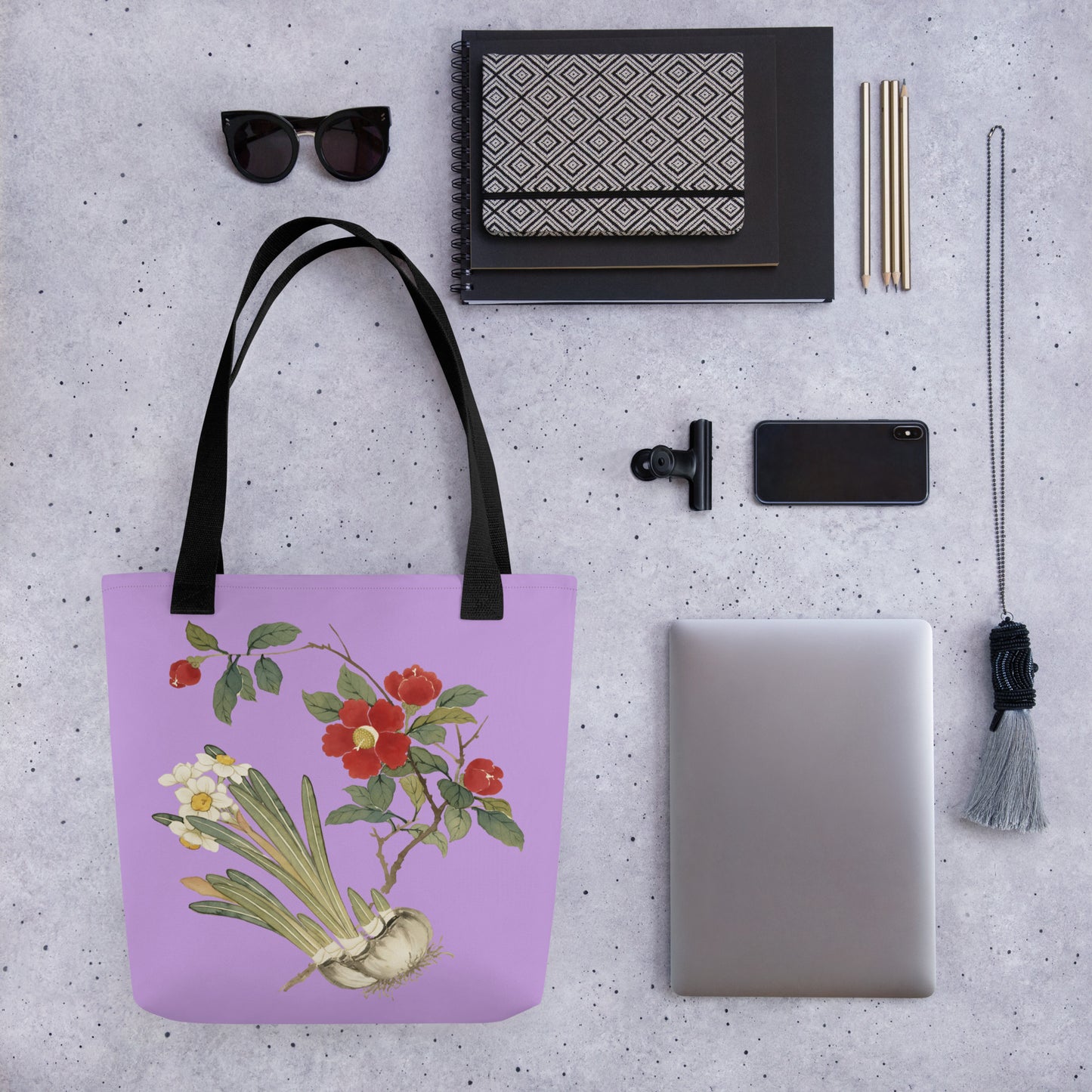 The Spirit of Flowers in Twelve Months｜Narcissus and Camelia in Bloom｜Tote bag｜Lilac