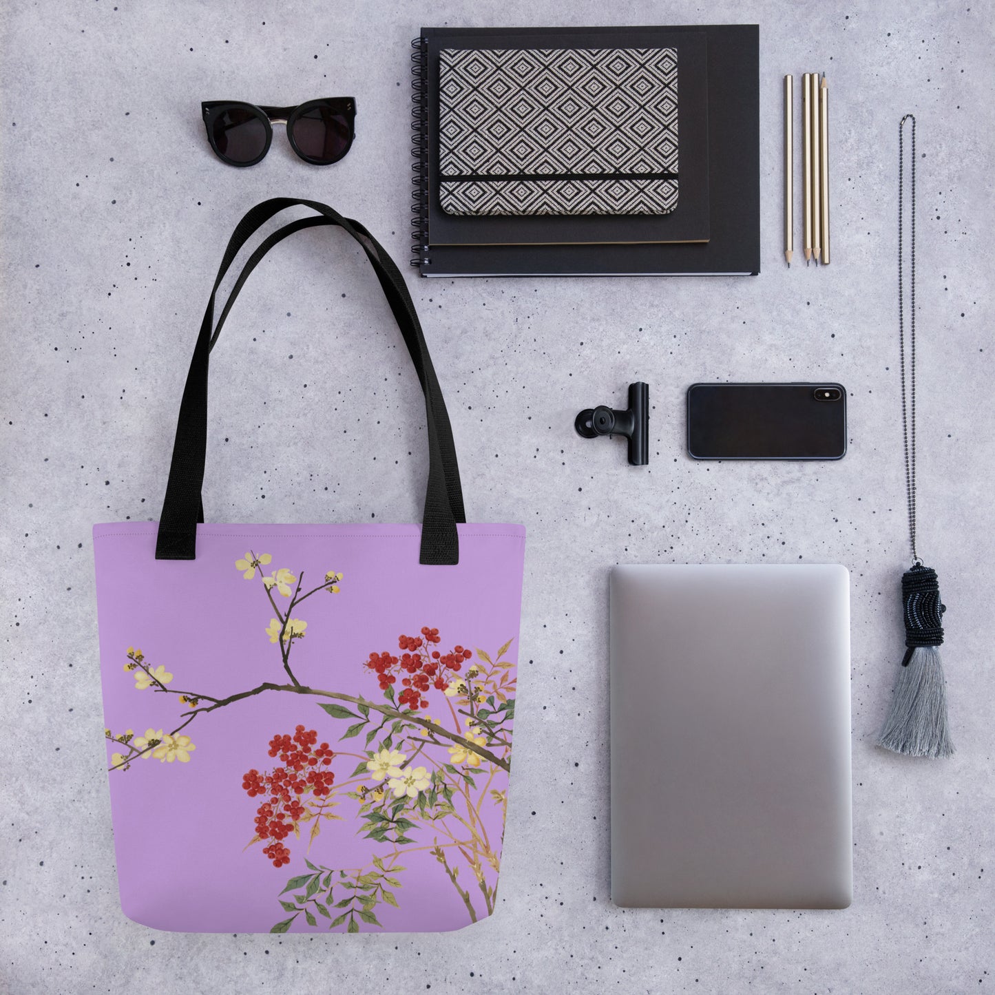 The Spirit of Flowers in Twelve Months｜Blooming Wintersweet and Heavenly Bamboo｜Tote bag｜Lilac