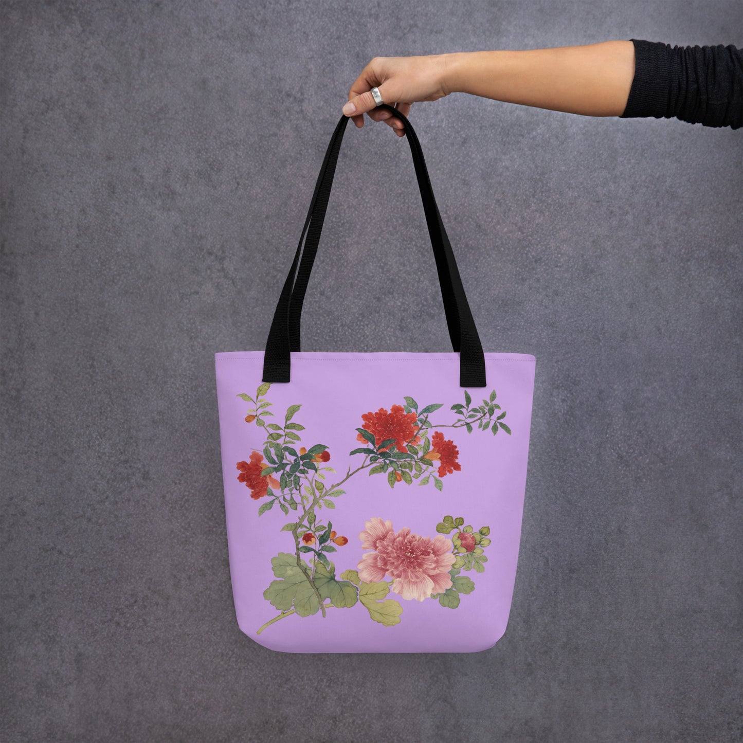 The Spirit of Flowers in Twelve Months｜Hollyhock and Pomegranate in Bloom｜Tote bag｜Lilac