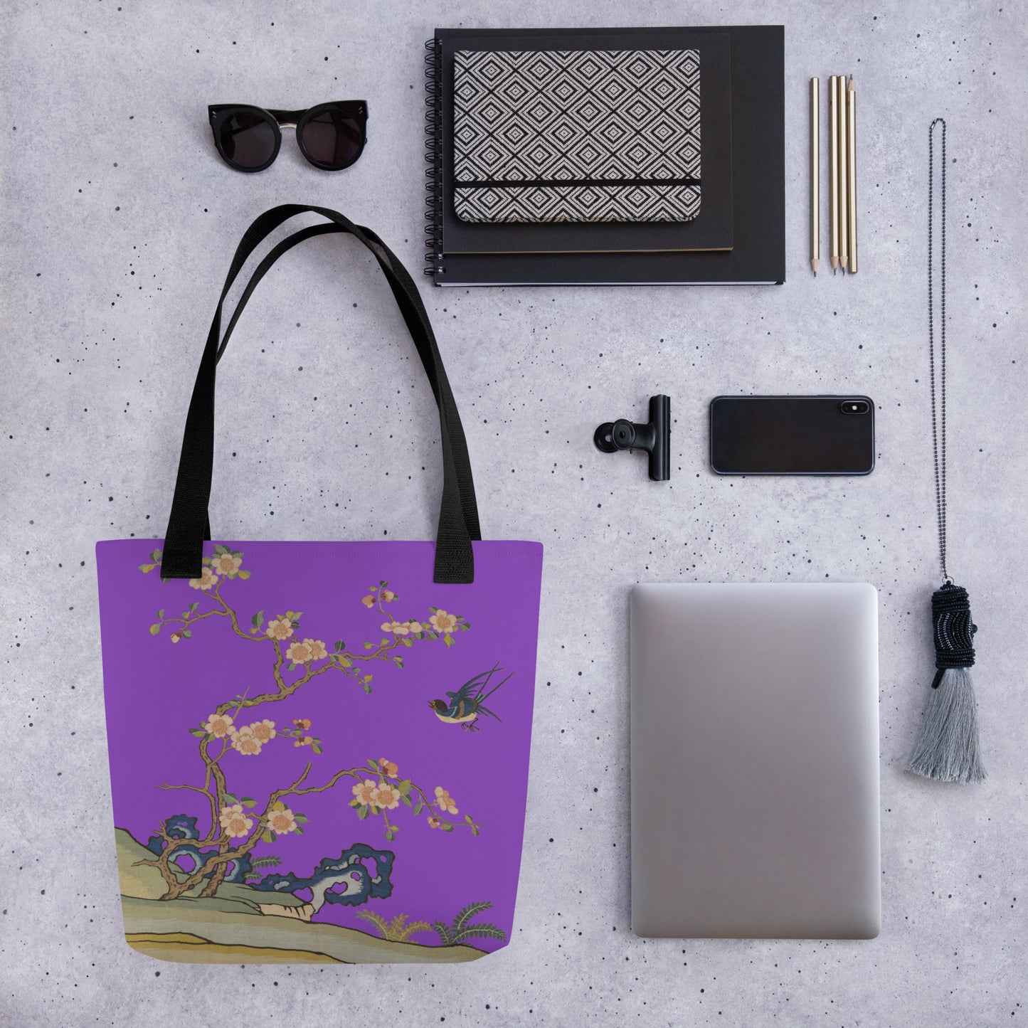 Kesi Flower Album｜Swallow in Flight, Harbinger of Spring｜Tote bag｜Purple