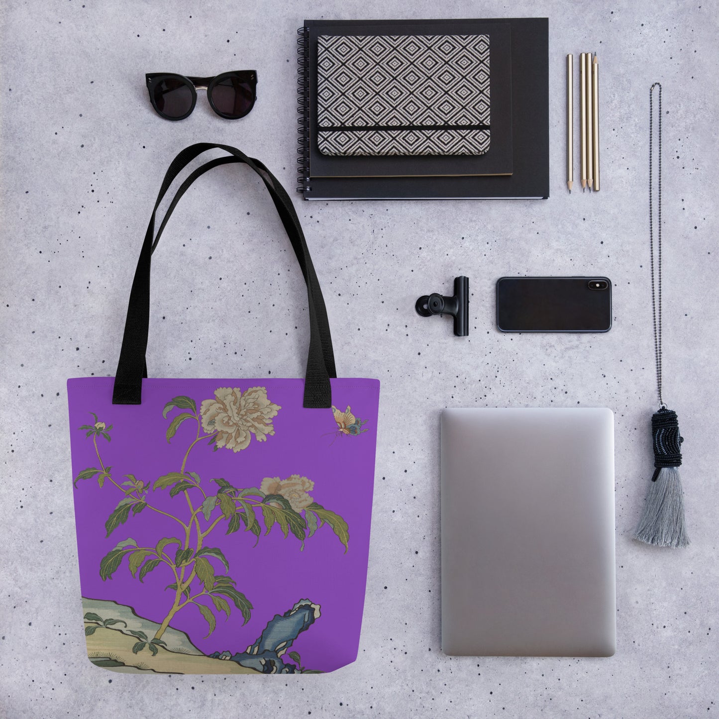 Kesi Flower Album｜Peonies and Butterfly｜Tote bag｜Purple