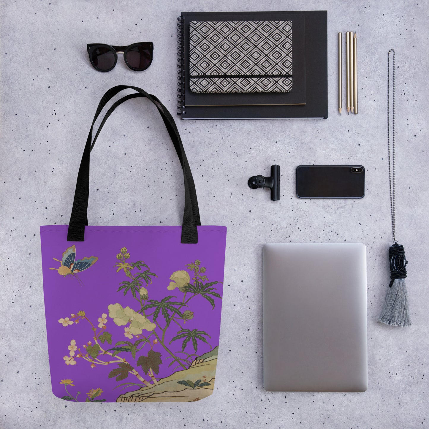 Kesi Flower Album｜Hibiscus and Begonia Blossoms｜Tote bag｜Purple