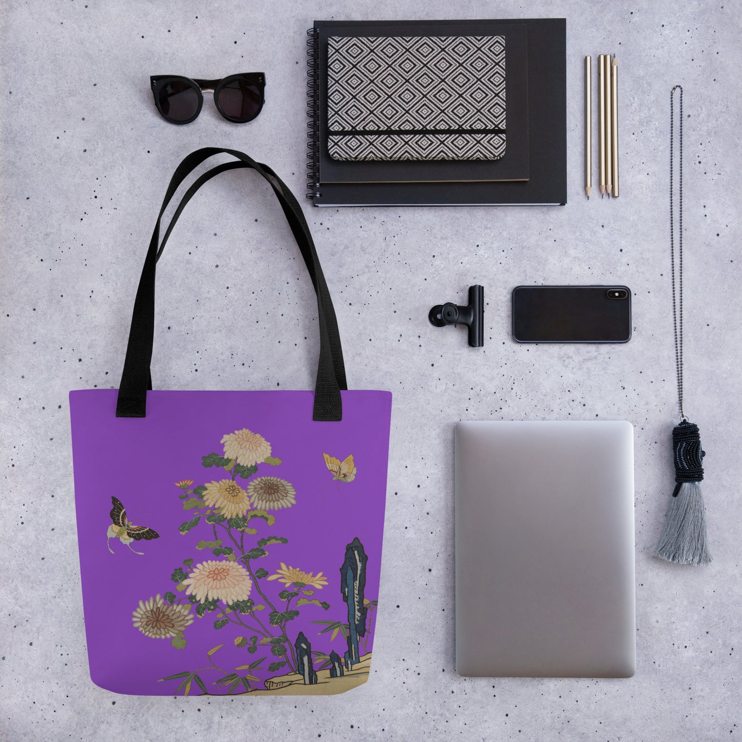 Kesi Flower Album｜Chrysanthemums and Butterflies｜Tote bag｜Purple