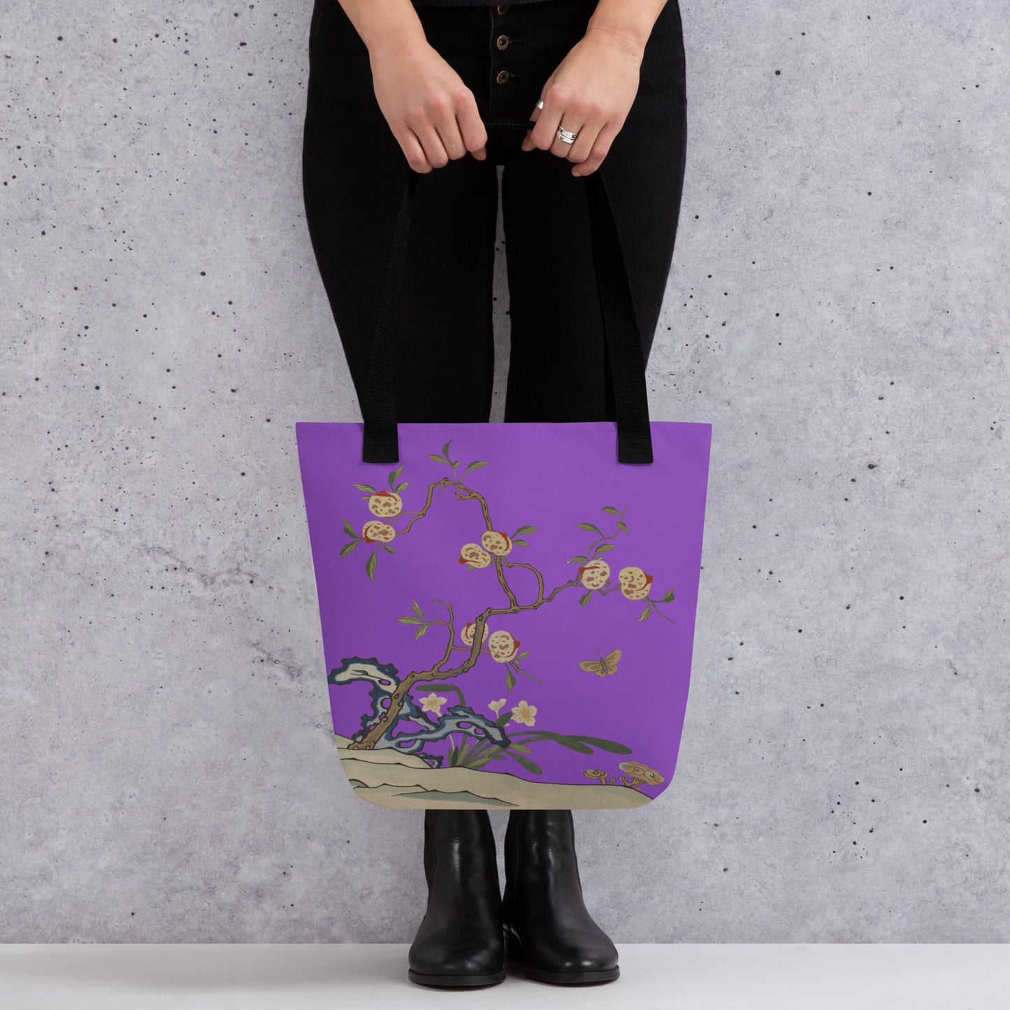 Kesi Flower Album｜Narcissus and Peaches｜Tote bag｜Purple