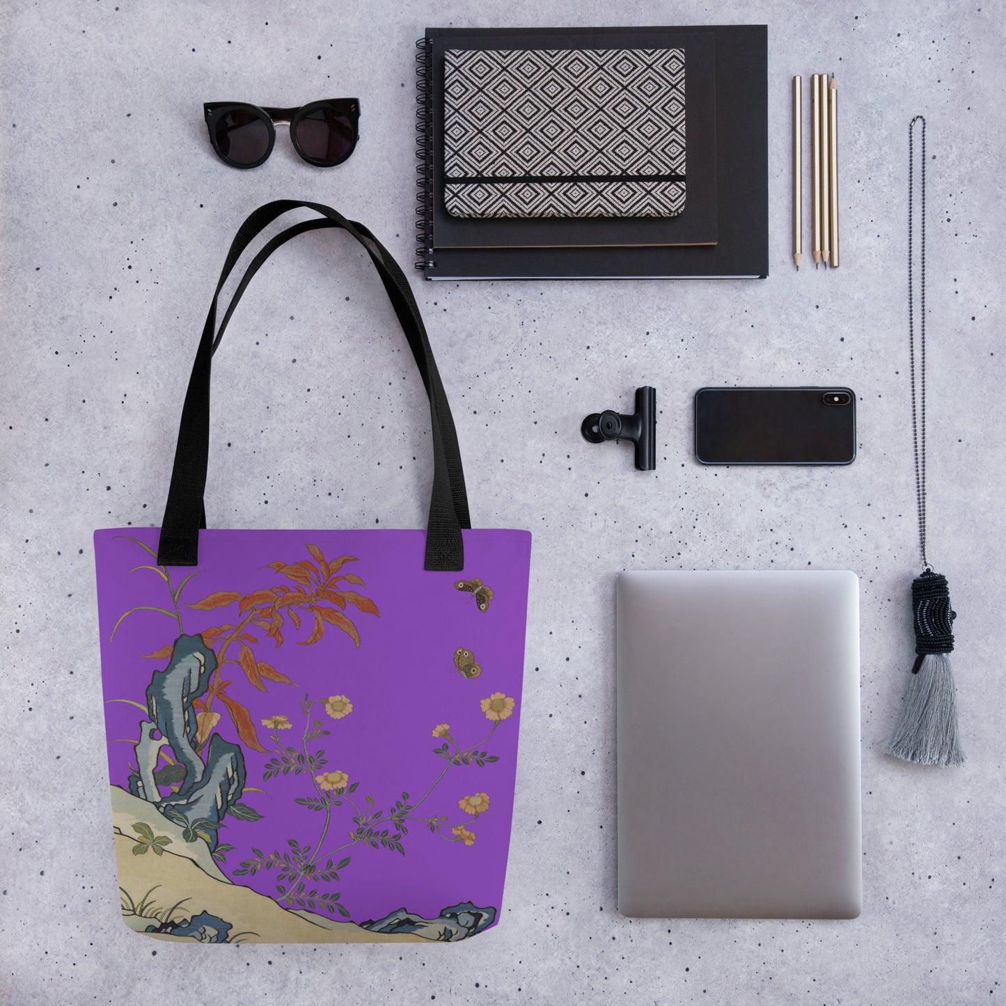 Kesi Flower Album｜Butterflies and Flowers｜Tote bag｜Purple