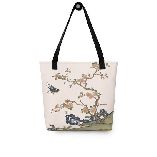 Kesi Flower Album｜Swallow in Flight, Harbinger of Spring｜Tote bag｜Fish belly white