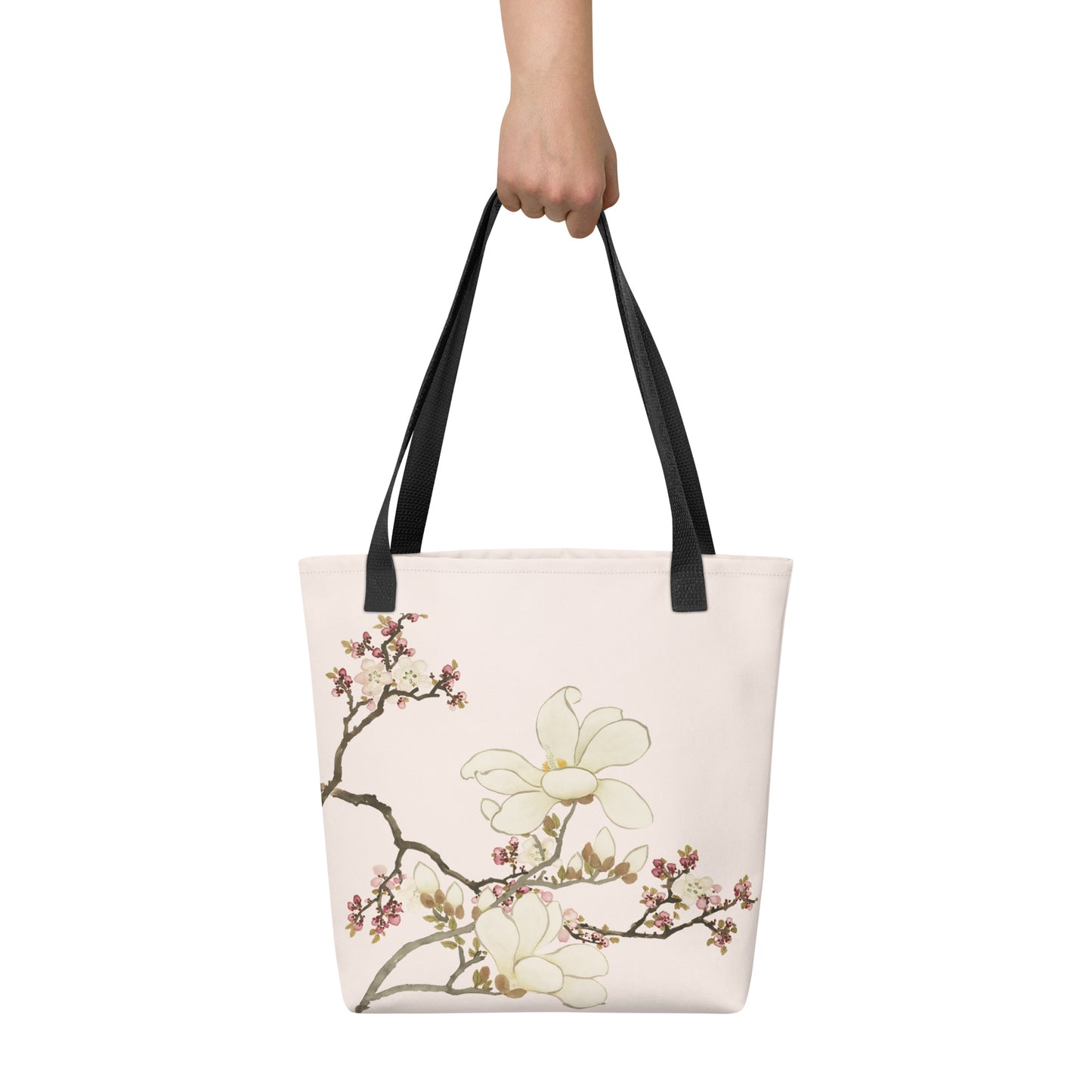 The Spirit of Flowers in Twelve Months｜Apricot and Lily Magnolia in Blossom｜Tote bag｜Fish belly white