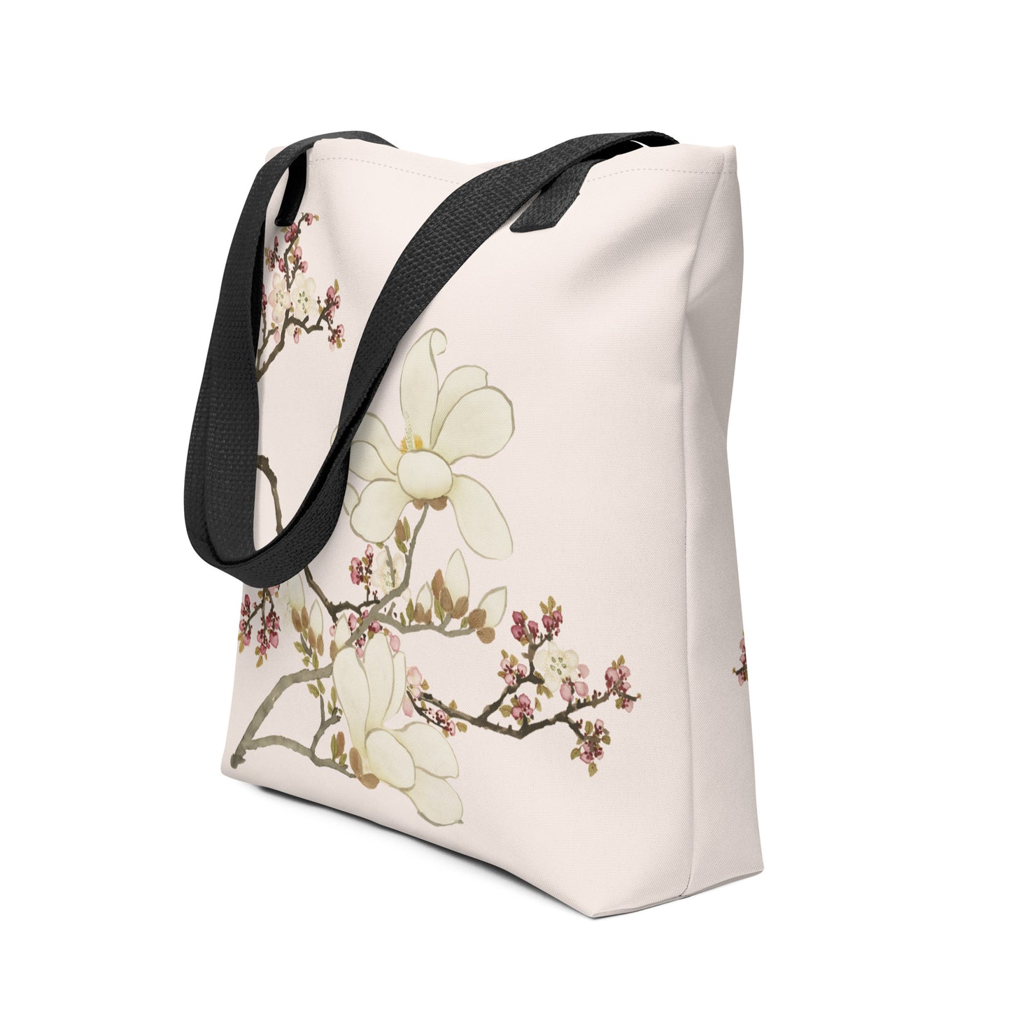 The Spirit of Flowers in Twelve Months｜Apricot and Lily Magnolia in Blossom｜Tote bag｜Fish belly white