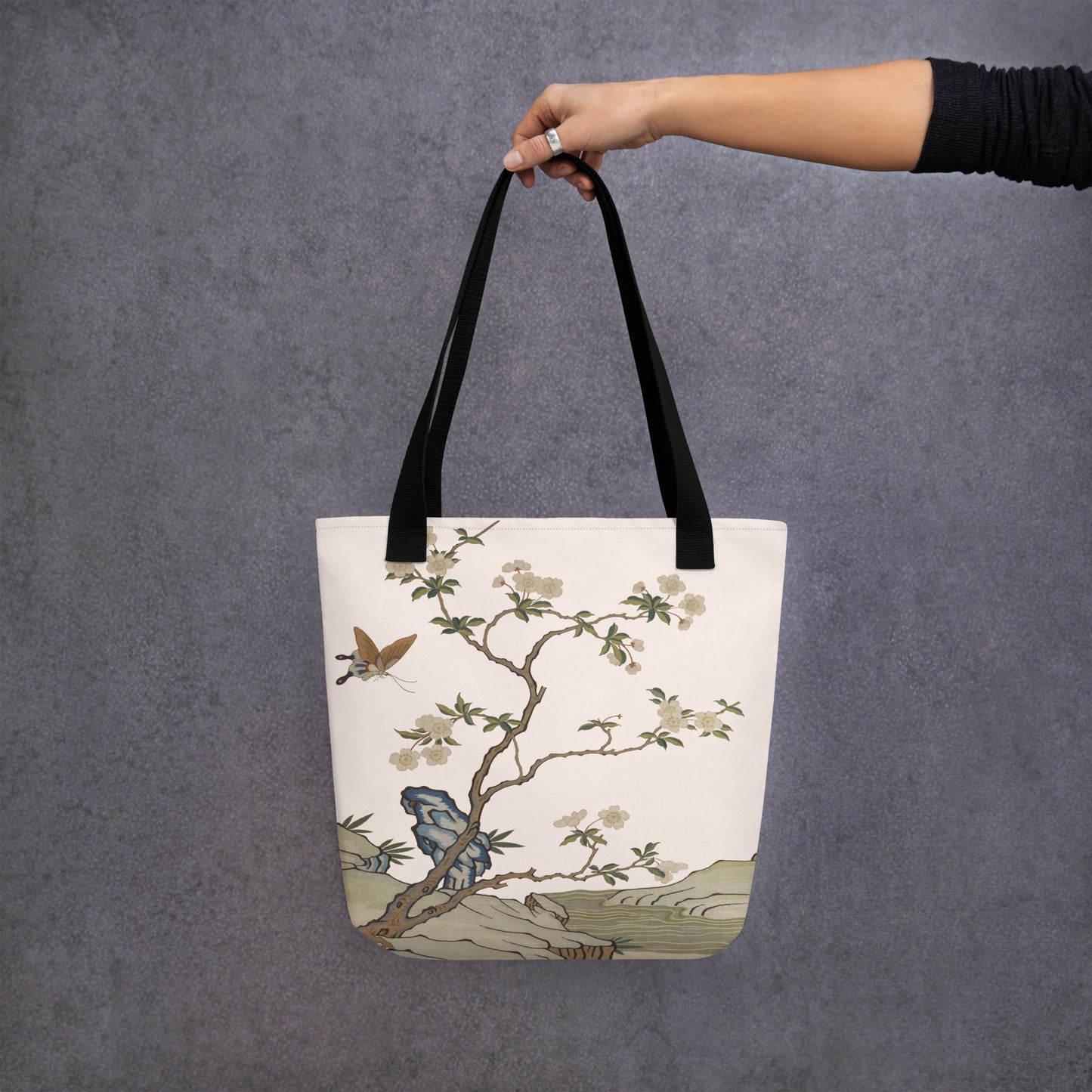 Kesi Flower Album｜Plum Blossoms and Butterfly｜Tote bag｜Fish belly white