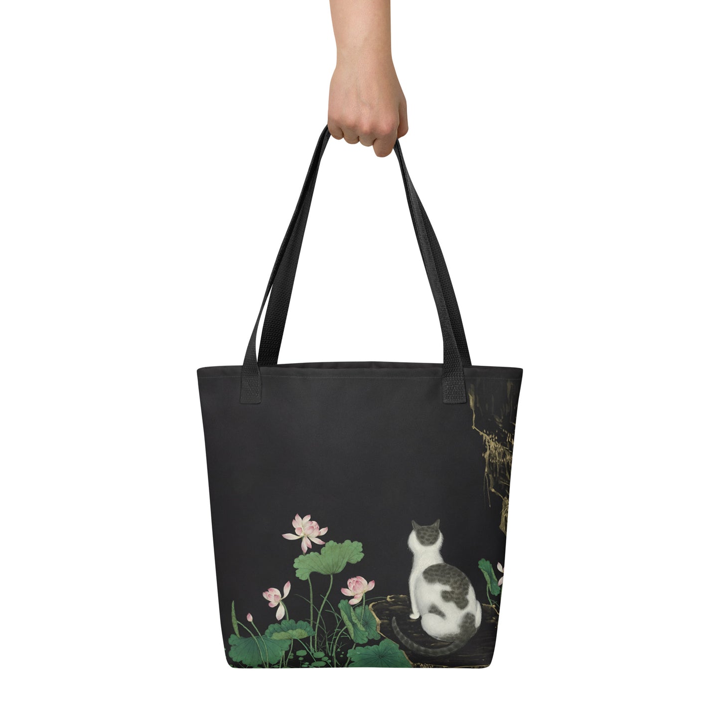 Cats And Butterflies Of Longevity｜A Cat amidst the Lotus in Bloom｜Tote bag