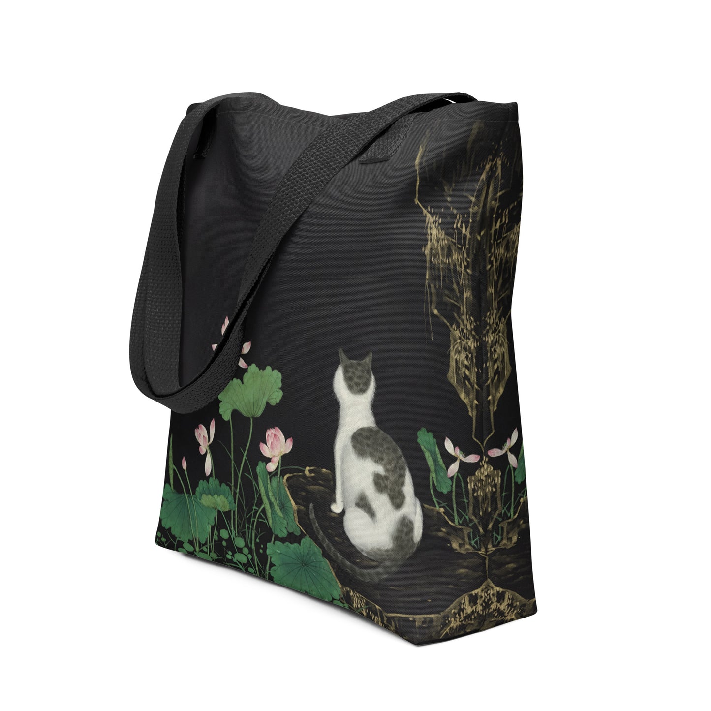 Cats And Butterflies Of Longevity｜A Cat amidst the Lotus in Bloom｜Tote bag