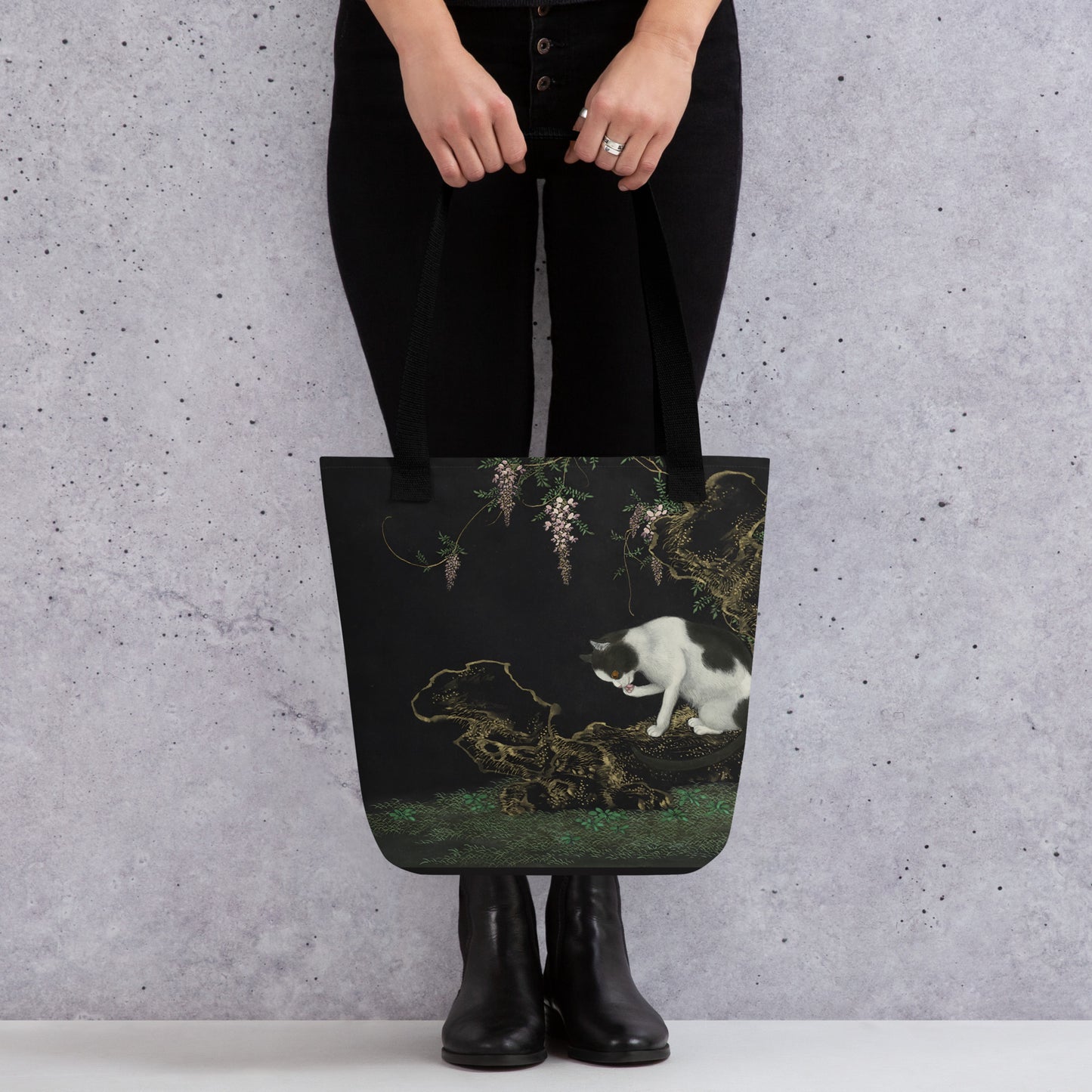 Cats And Butterflies Of Longevity｜A Cat by the Blooming Wisteria｜Tote bag