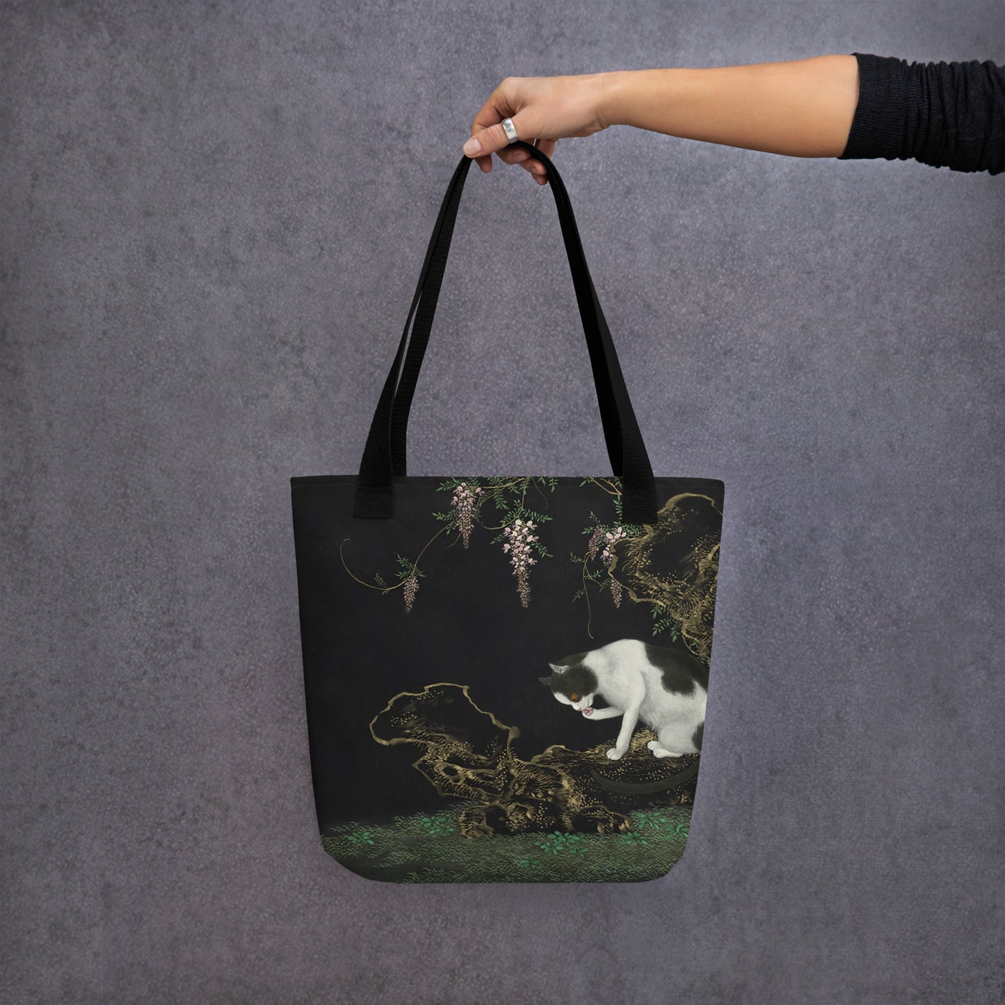 Cats And Butterflies Of Longevity｜A Cat by the Blooming Wisteria｜Tote bag