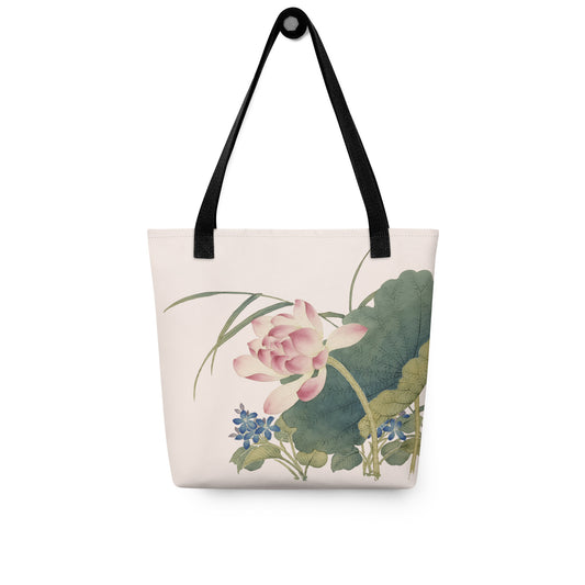 The Spirit of Flowers in Twelve Months｜Lotus in Bloom｜Tote bag｜Fish belly white