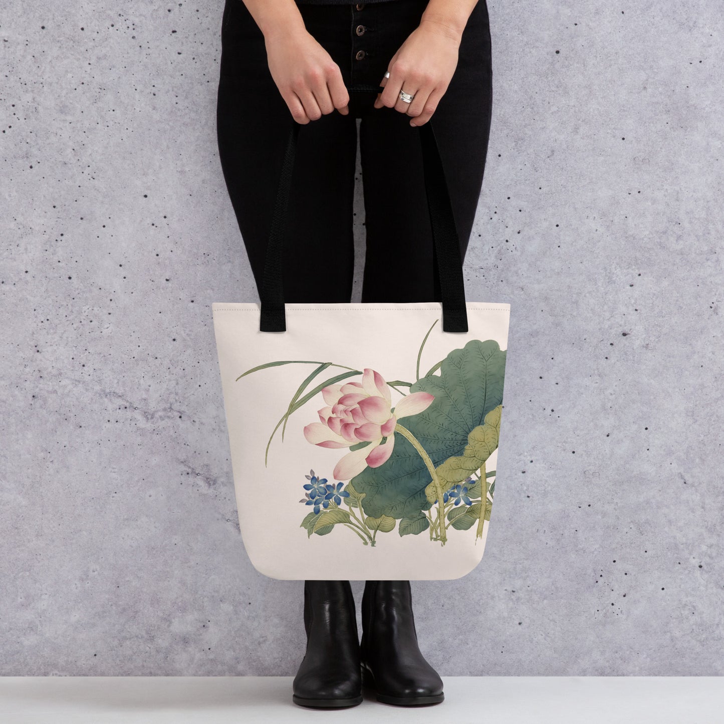 The Spirit of Flowers in Twelve Months｜Lotus in Bloom｜Tote bag｜Fish belly white