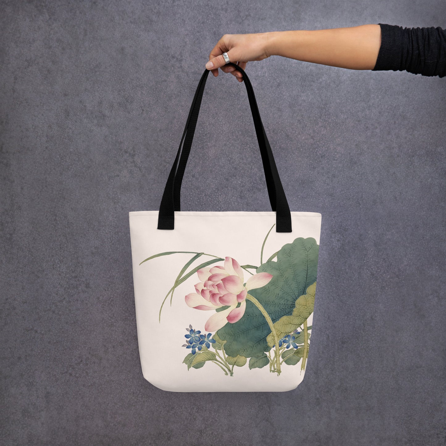 The Spirit of Flowers in Twelve Months｜Lotus in Bloom｜Tote bag｜Fish belly white