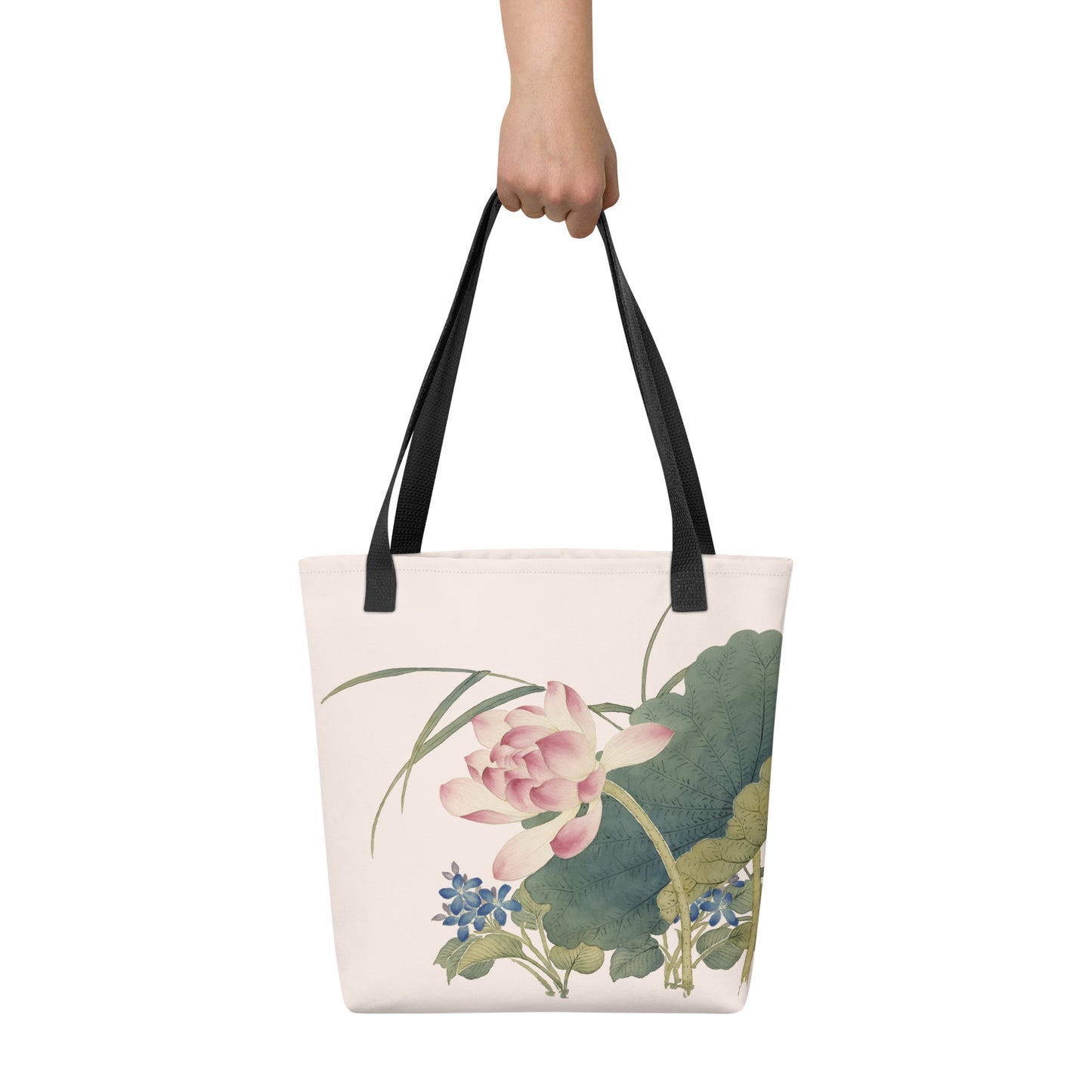 The Spirit of Flowers in Twelve Months｜Lotus in Bloom｜Tote bag｜Fish belly white