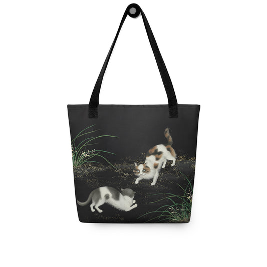 Cats And Butterflies Of Longevity｜Two Cats amidst the Orchids in Bloom｜Tote bag