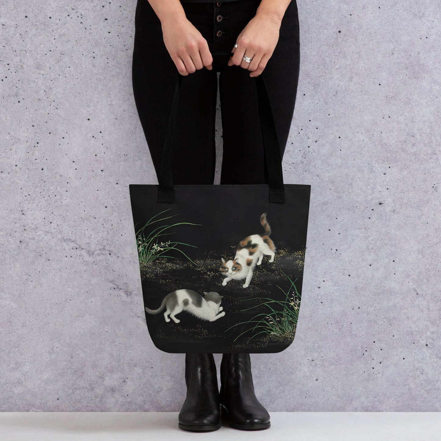 Cats And Butterflies Of Longevity｜Two Cats amidst the Orchids in Bloom｜Tote bag