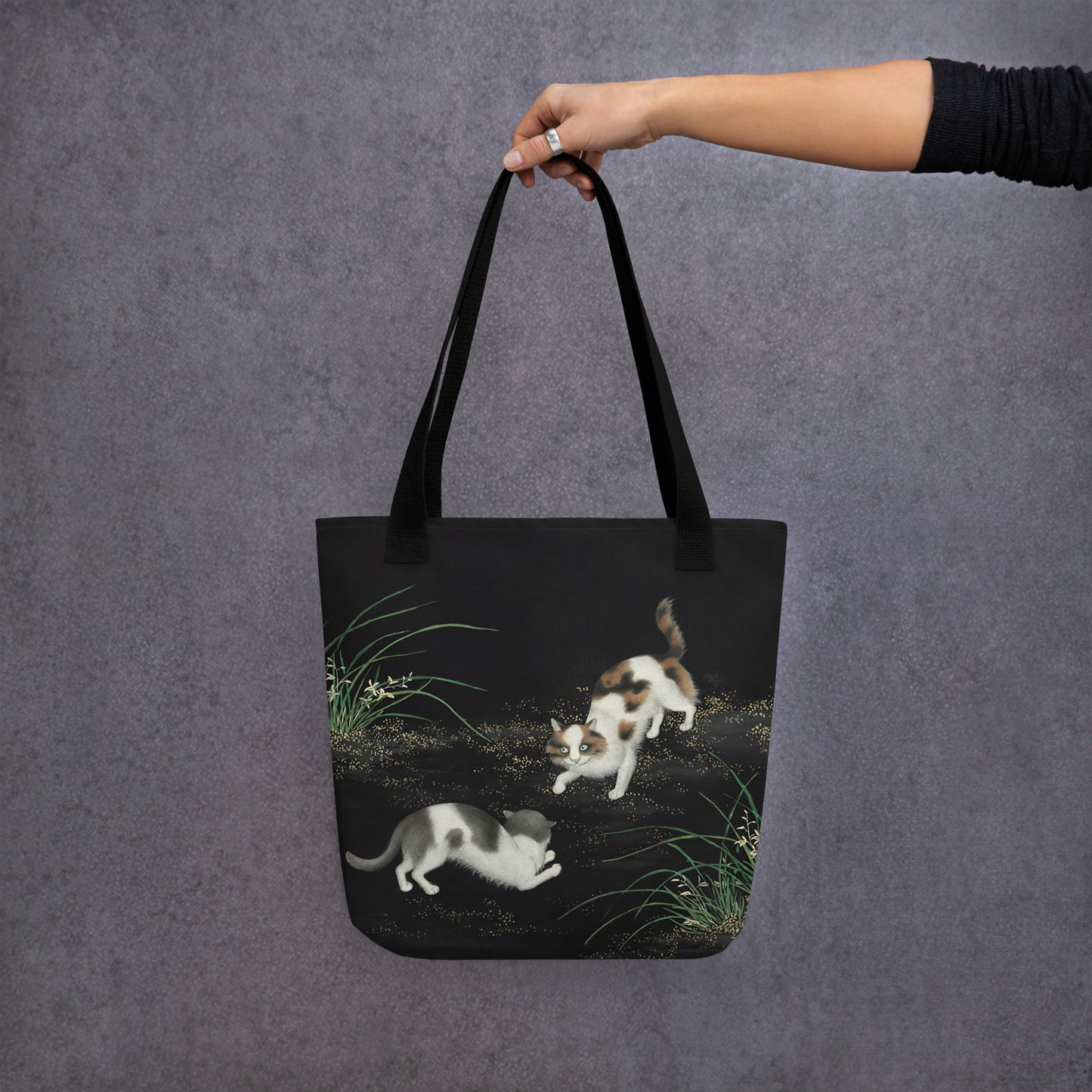 Cats And Butterflies Of Longevity｜Two Cats amidst the Orchids in Bloom｜Tote bag