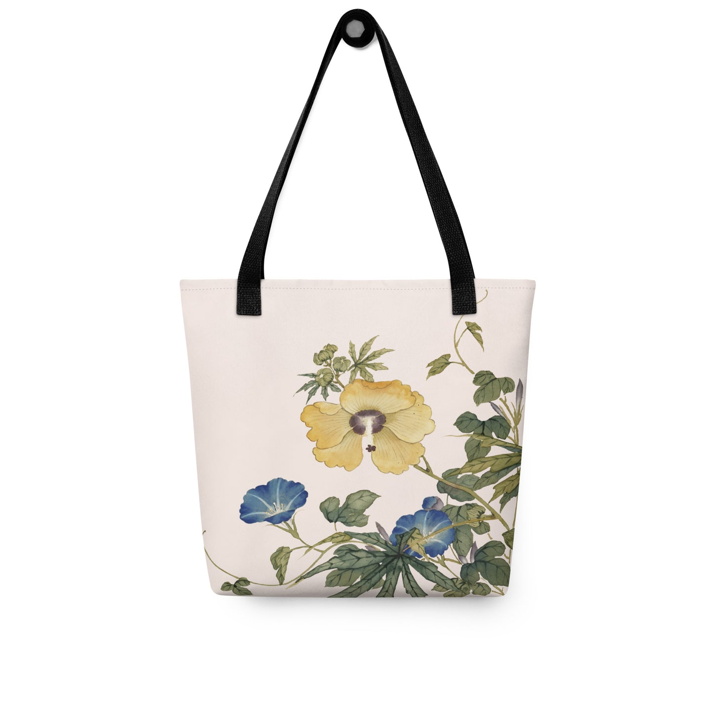 The Spirit of Flowers in Twelve Months｜Okra and White-edged Morning Glory in Bloom｜Tote bag｜Fish belly white