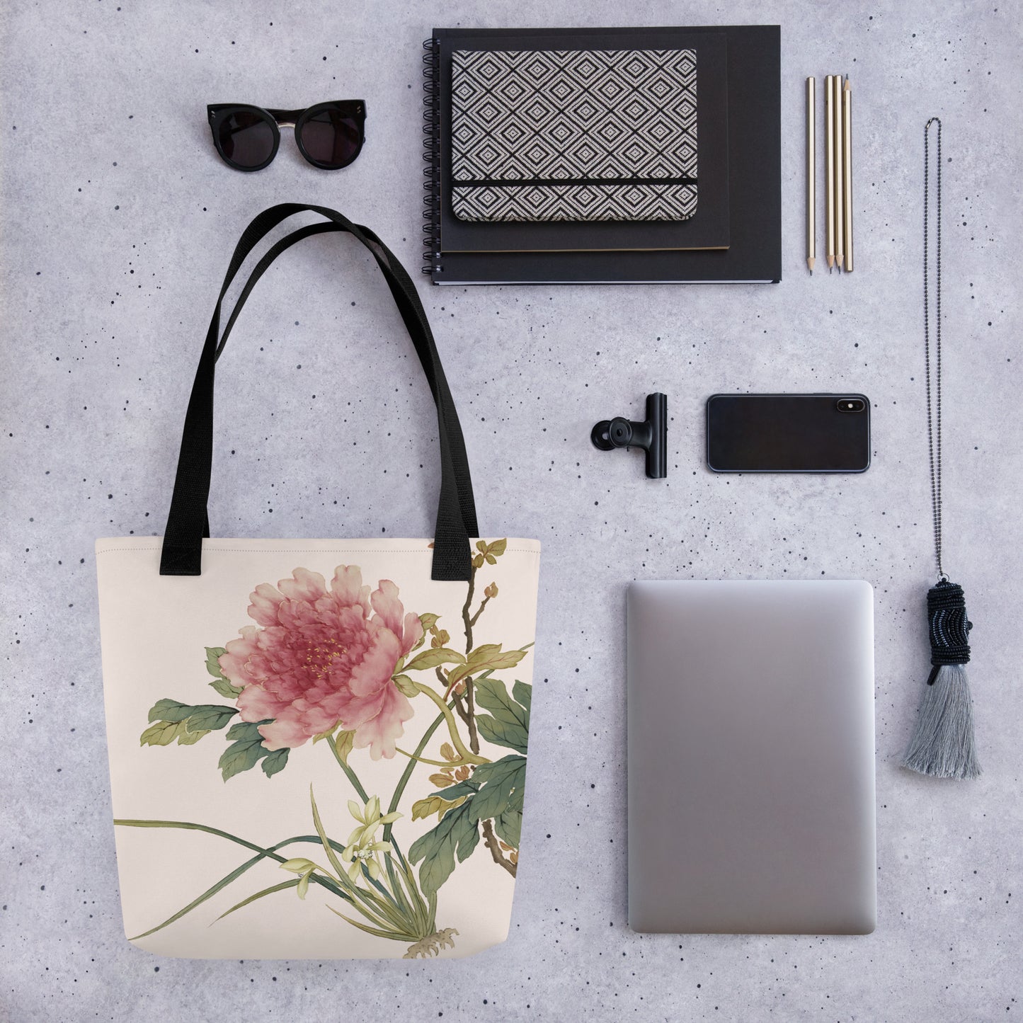 The Spirit of Flowers in Twelve Months｜Orchid and Tree Peony in Bloom｜Tote bag｜Fish belly white