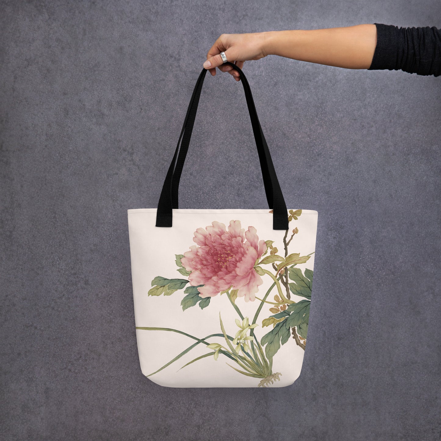 The Spirit of Flowers in Twelve Months｜Orchid and Tree Peony in Bloom｜Tote bag｜Fish belly white