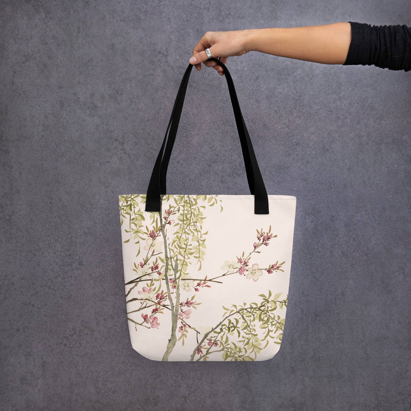 The Spirit of Flowers in Twelve Months｜Willow and Peach Blossom｜Tote bag｜Fish belly white