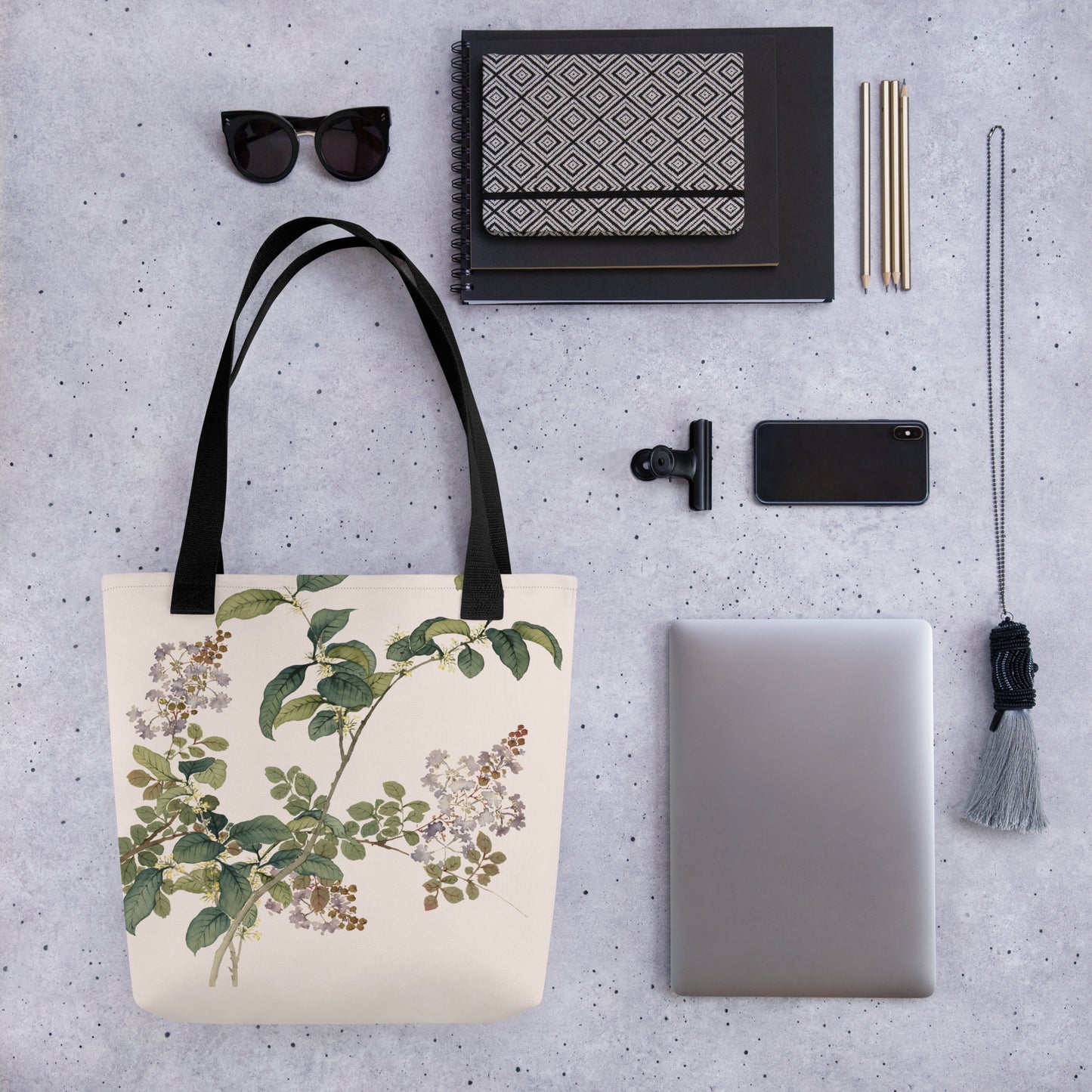 The Spirit of Flowers in Twelve Months｜Osmanthus and Crape Myrtle in Bloom｜Tote bag｜Fish belly white