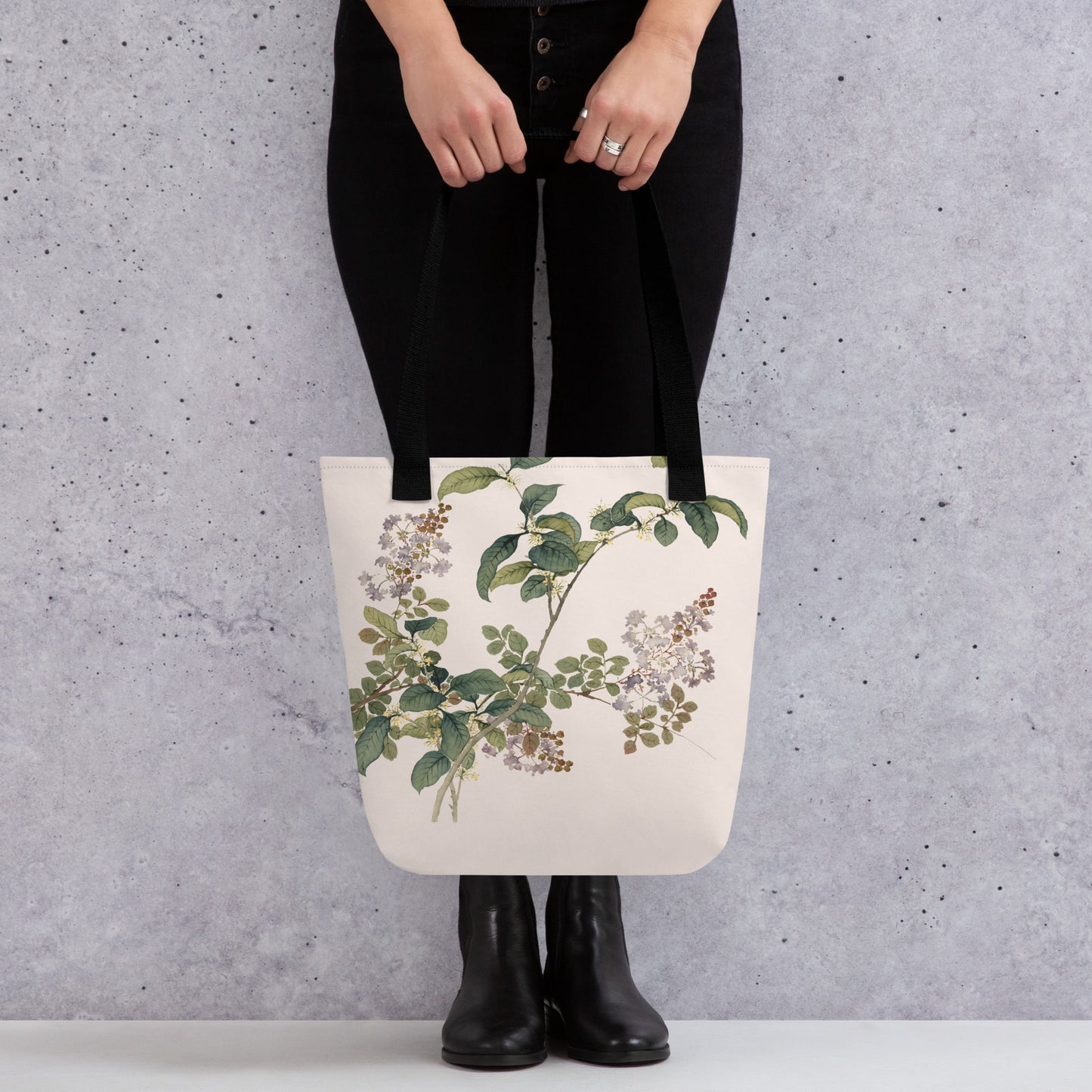 The Spirit of Flowers in Twelve Months｜Osmanthus and Crape Myrtle in Bloom｜Tote bag｜Fish belly white