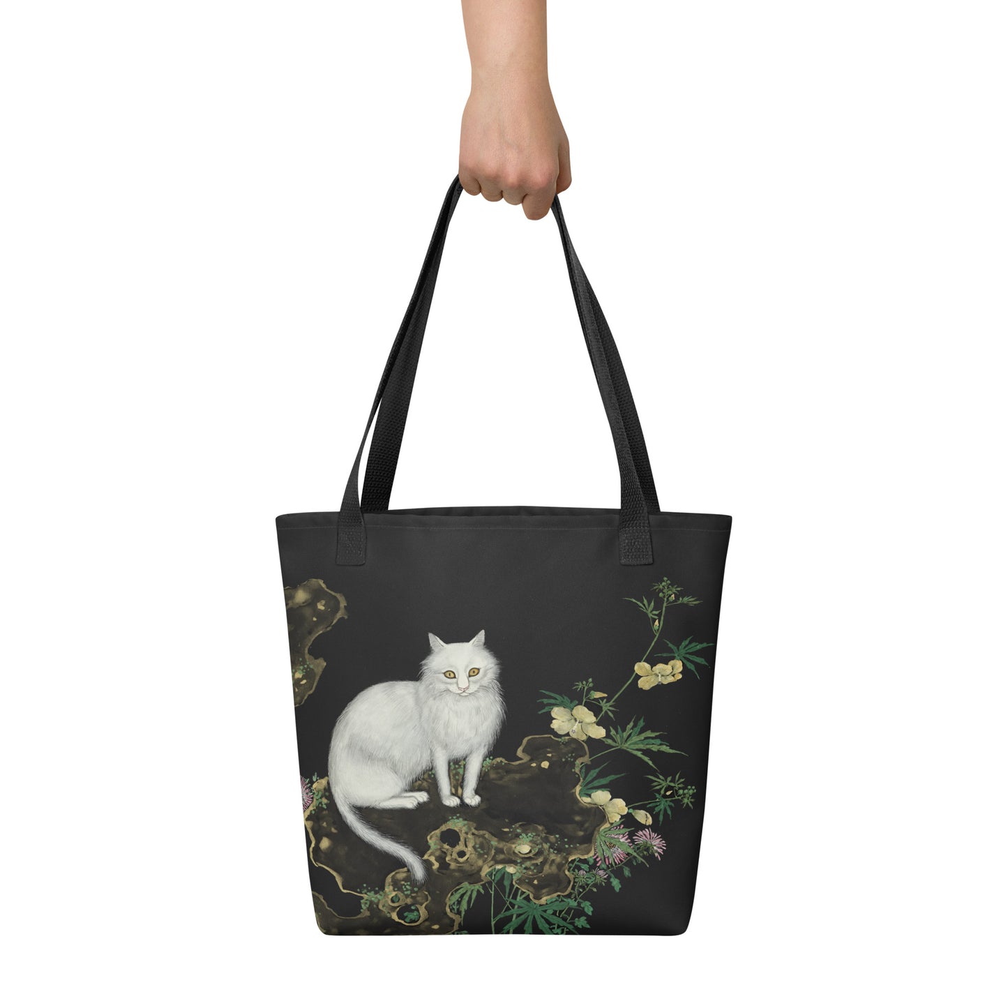 Cats And Butterflies Of Longevity｜A Cat amidst the Blooming Chrysanthemum and Okra｜Tote bag