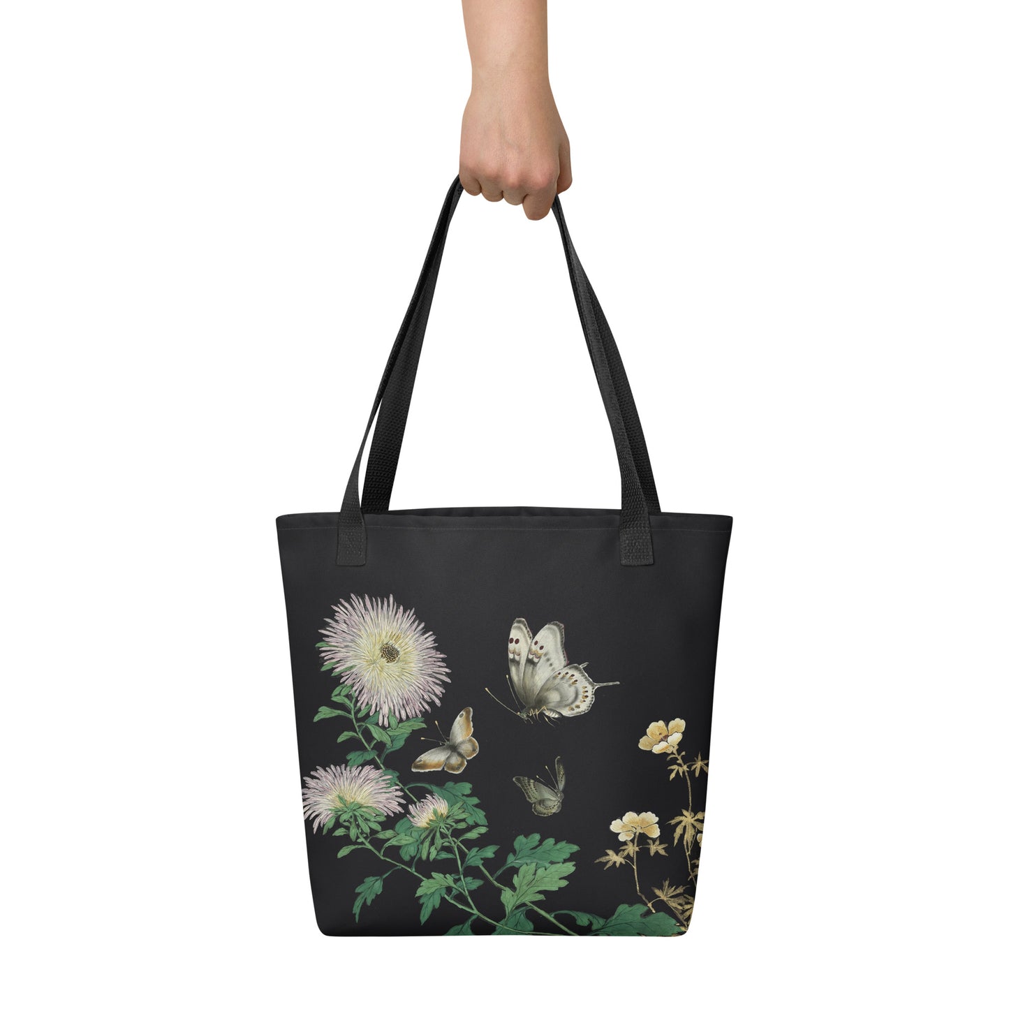 Cats And Butterflies Of Longevity｜Butterflies amidst the Blooming Chrysanthemum and Okra｜Tote bag