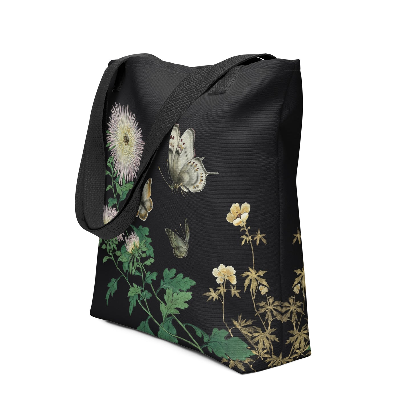 Cats And Butterflies Of Longevity｜Butterflies amidst the Blooming Chrysanthemum and Okra｜Tote bag