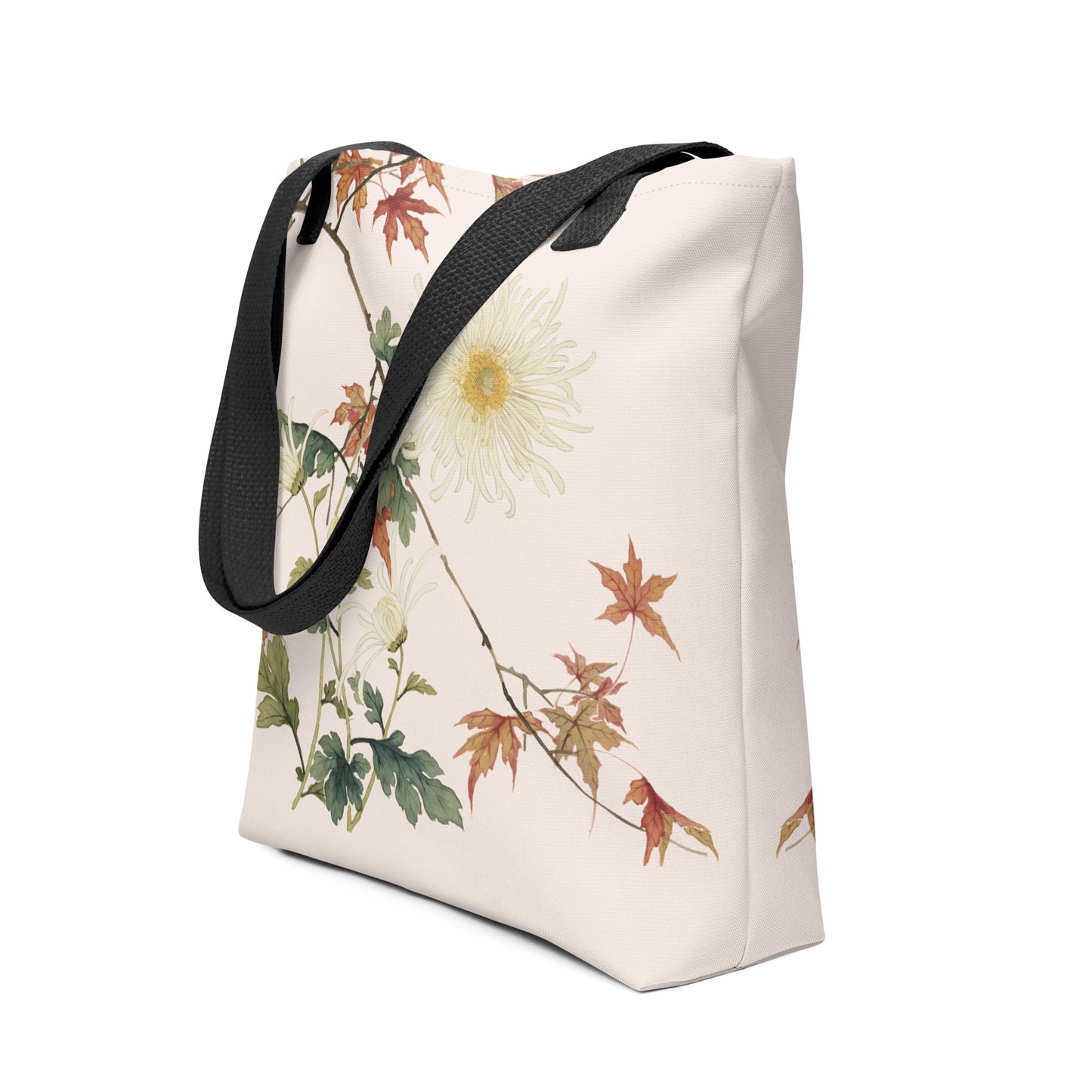 The Spirit of Flowers in Twelve Months｜Blooming Chrysanthemum and Maple Leaves｜Tote bag｜Fish belly white