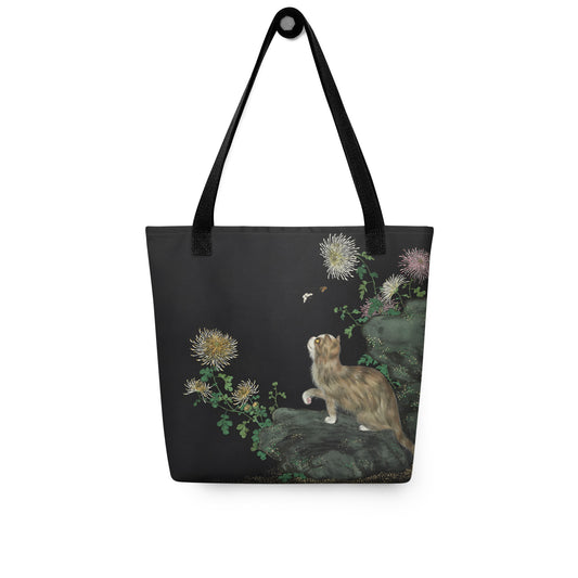 Cats And Butterflies Of Longevity｜A Cat amidst the Chrysanthemum in Bloom｜Tote bag