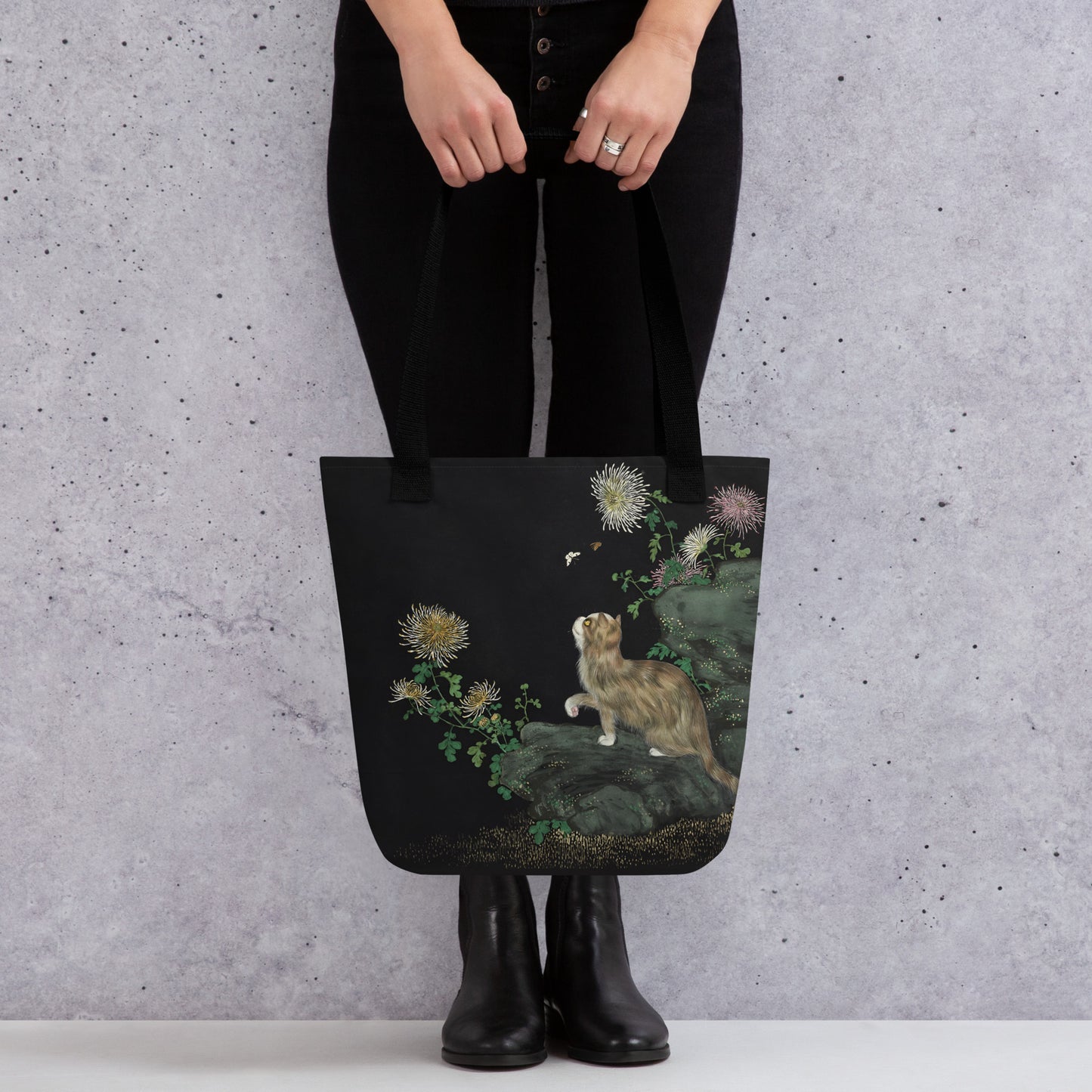 Cats And Butterflies Of Longevity｜A Cat amidst the Chrysanthemum in Bloom｜Tote bag