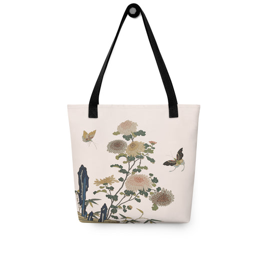 Kesi Flower Album｜Chrysanthemums and Butterflies｜Tote bag｜Fish belly white