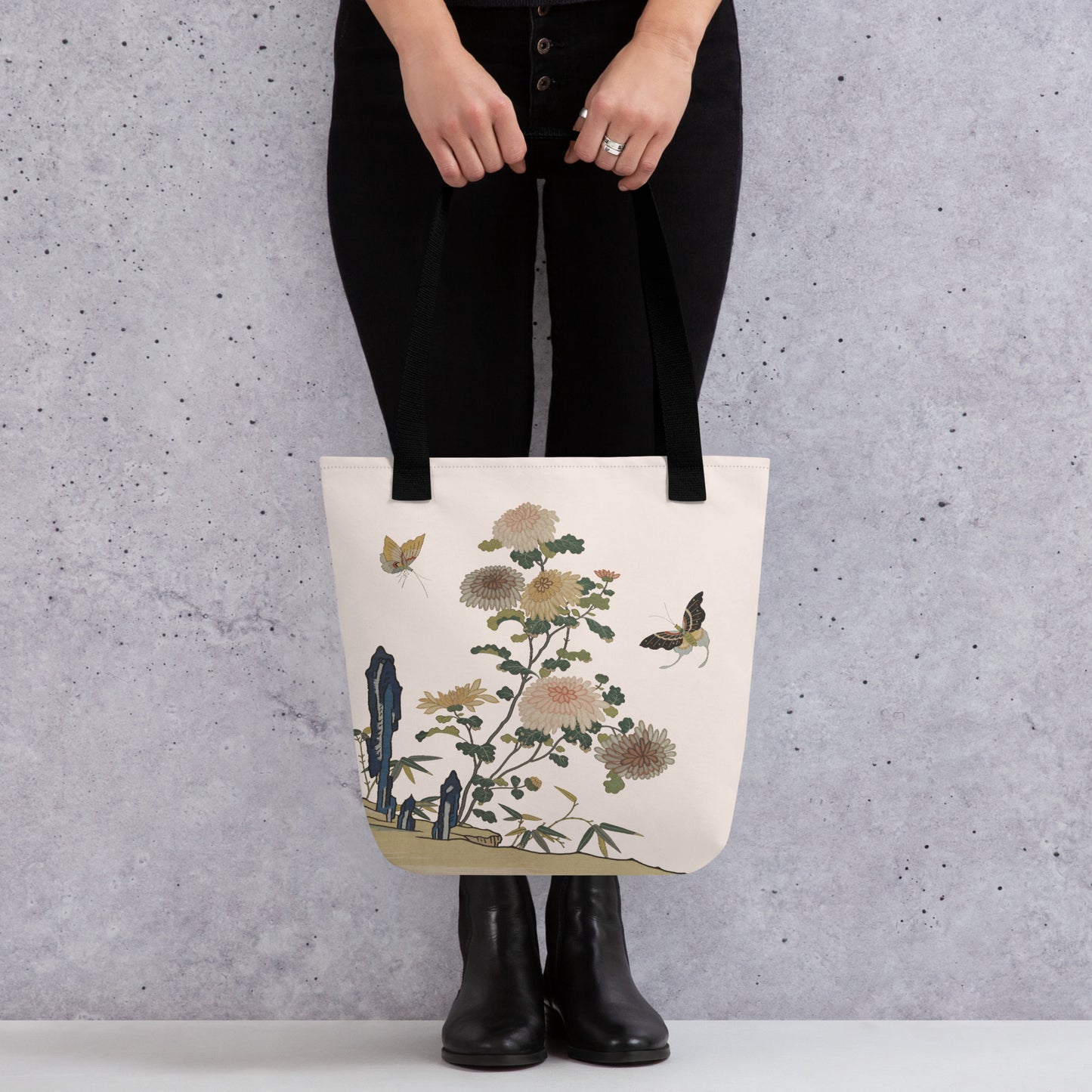 Kesi Flower Album｜Chrysanthemums and Butterflies｜Tote bag｜Fish belly white