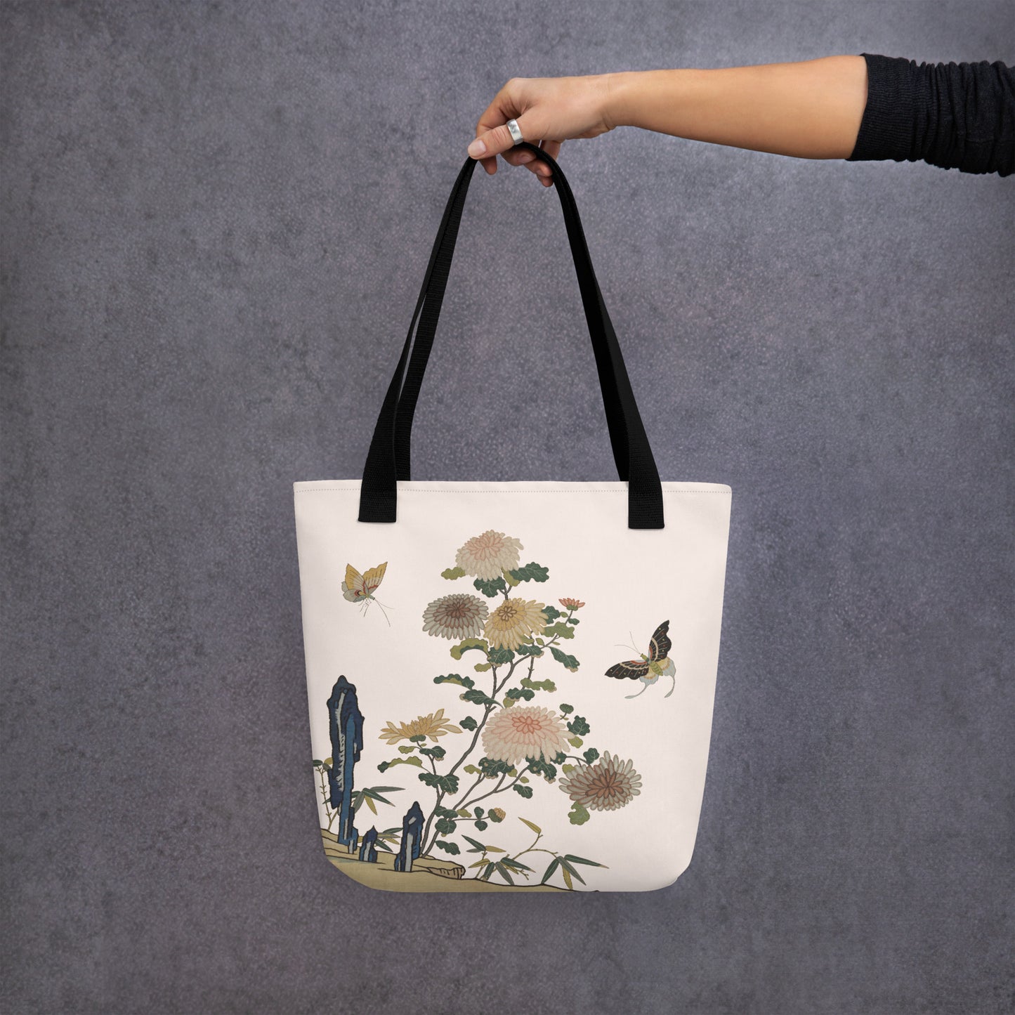 Kesi Flower Album｜Chrysanthemums and Butterflies｜Tote bag｜Fish belly white