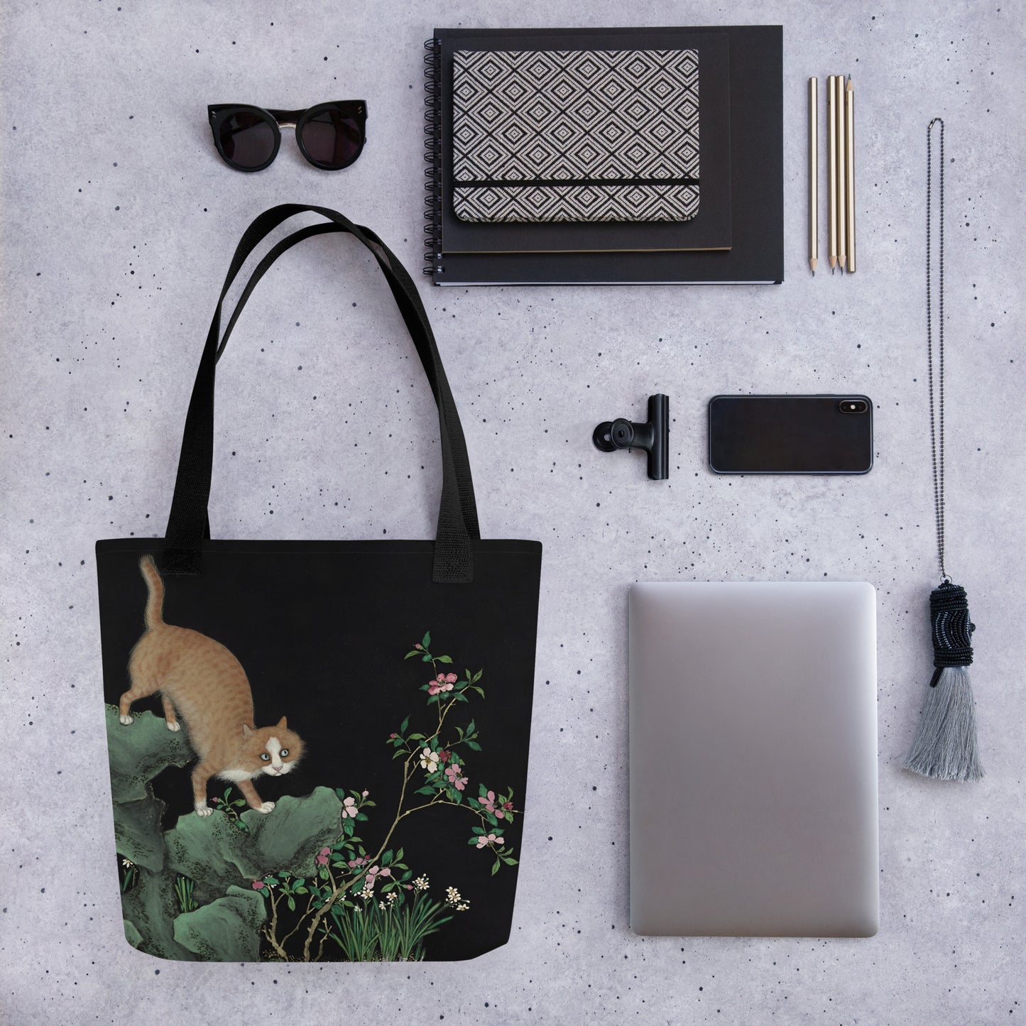 Cats And Butterflies Of Longevity｜A Cat by the Narcissus in Bloom｜Tote bag