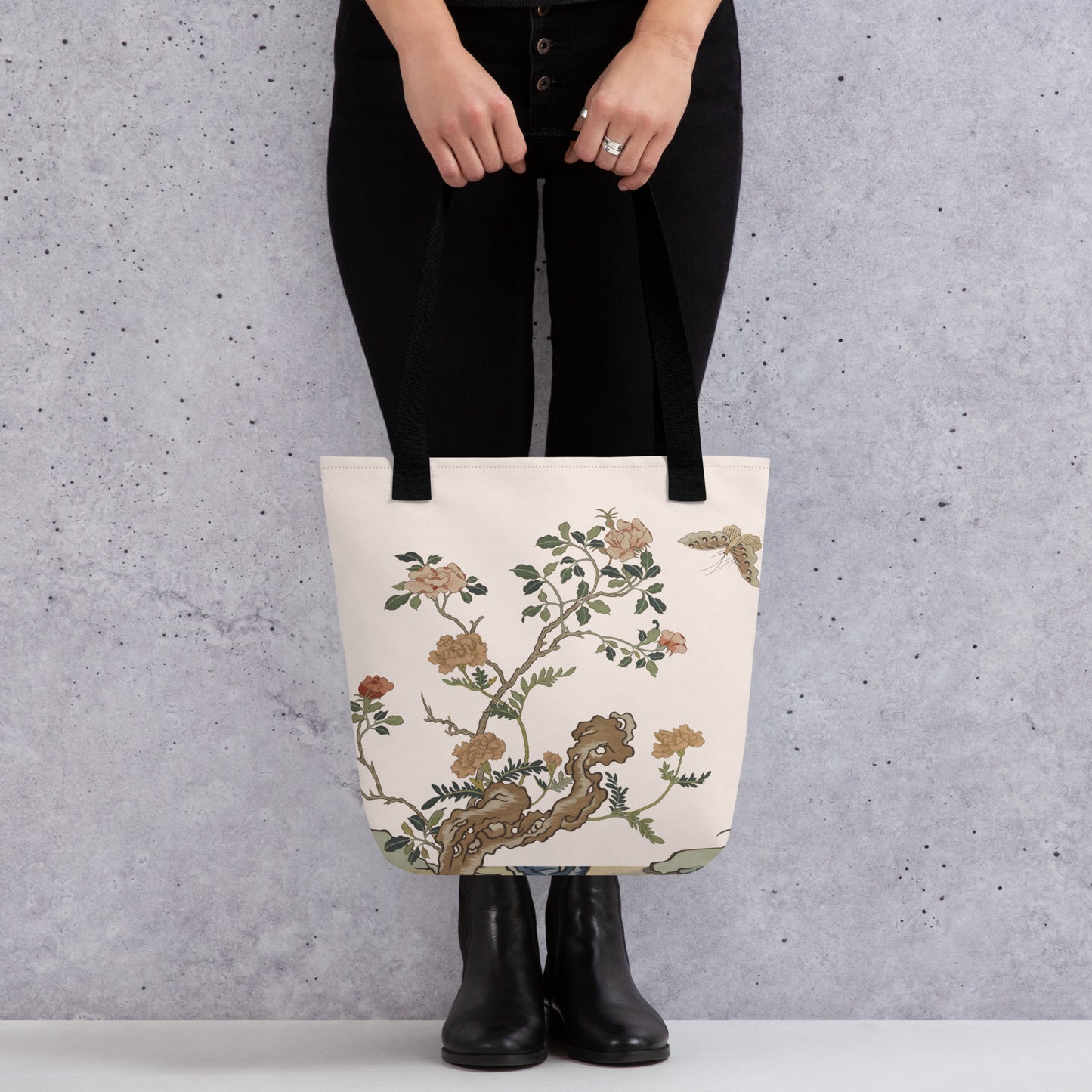 Kesi Flower Album｜Camellia and Butterfly｜Tote bag｜Fish belly white