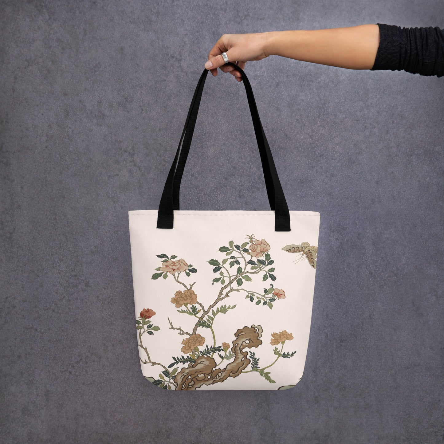 Kesi Flower Album｜Camellia and Butterfly｜Tote bag｜Fish belly white