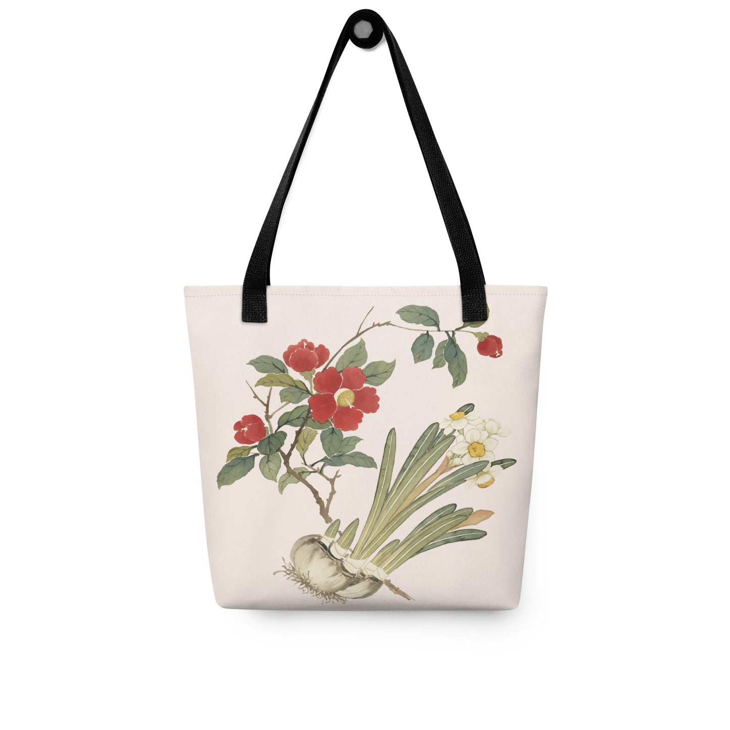 The Spirit of Flowers in Twelve Months｜Narcissus and Camelia in Bloom｜Tote bag｜Fish belly white