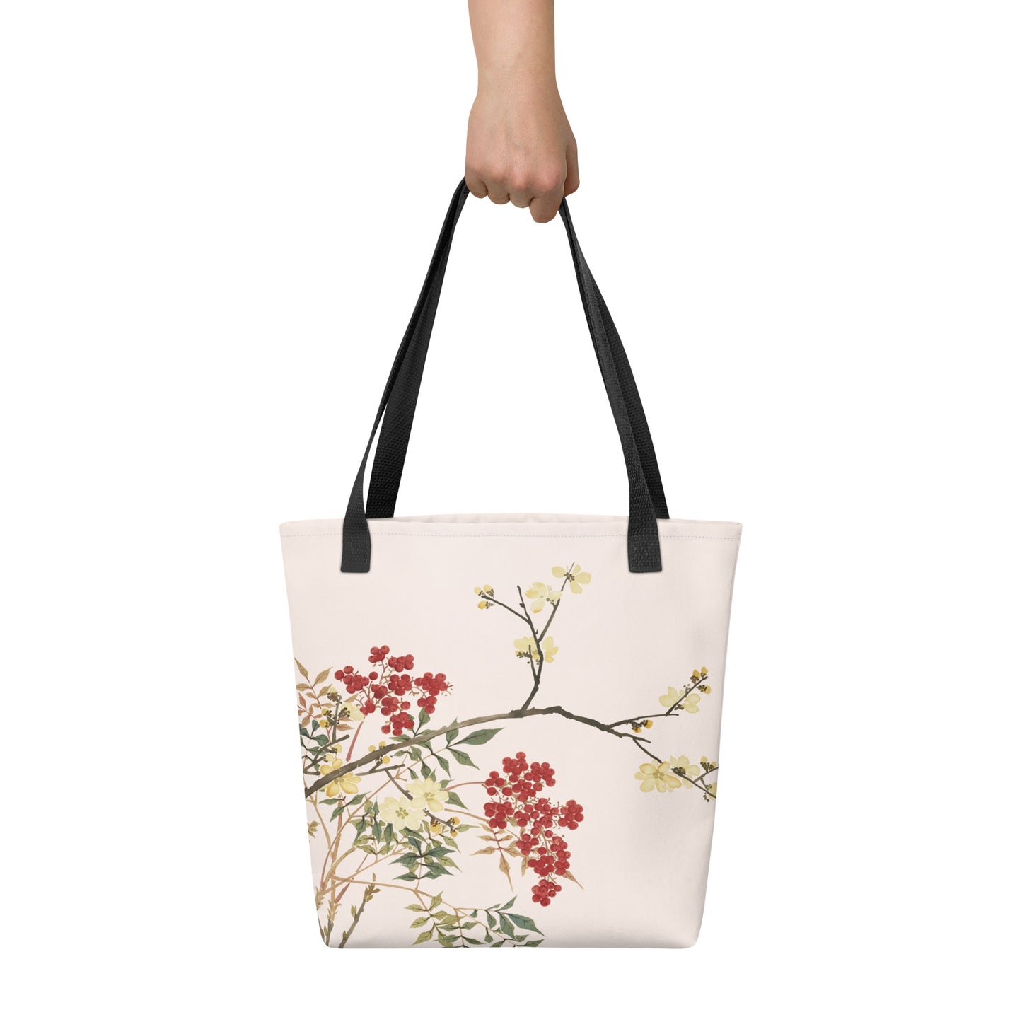 The Spirit of Flowers in Twelve Months｜Blooming Wintersweet and Heavenly Bamboo｜Tote bag｜Fish belly white