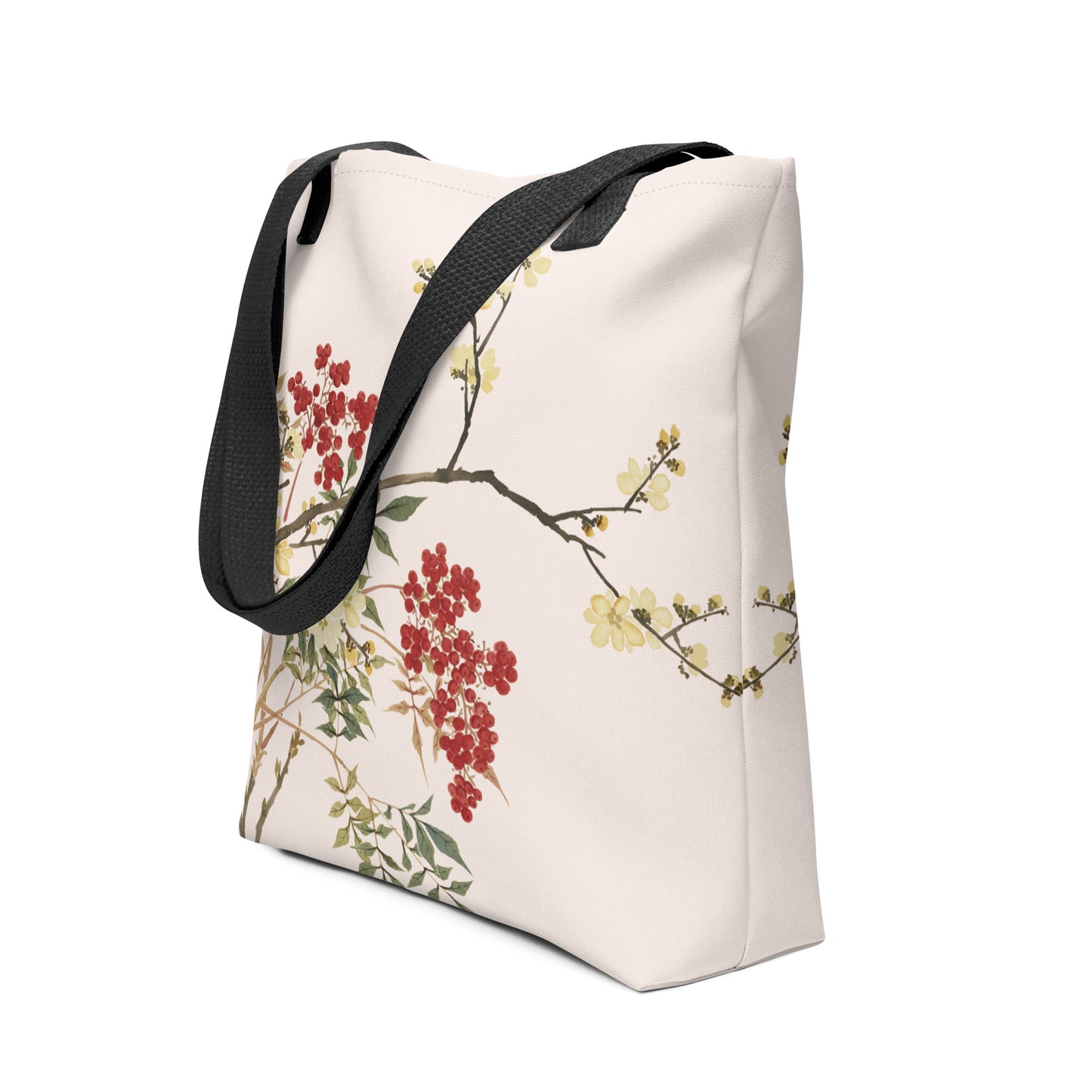 The Spirit of Flowers in Twelve Months｜Blooming Wintersweet and Heavenly Bamboo｜Tote bag｜Fish belly white