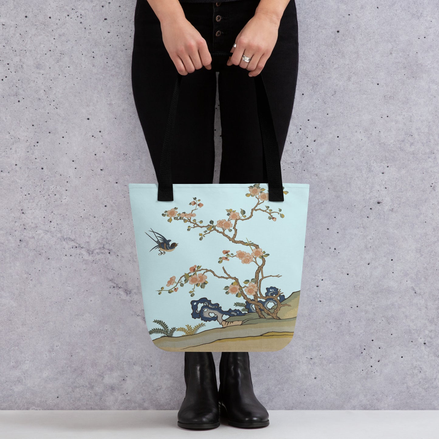 Kesi Flower Album｜Swallow in Flight, Harbinger of Spring｜Tote bag｜Aqua blue