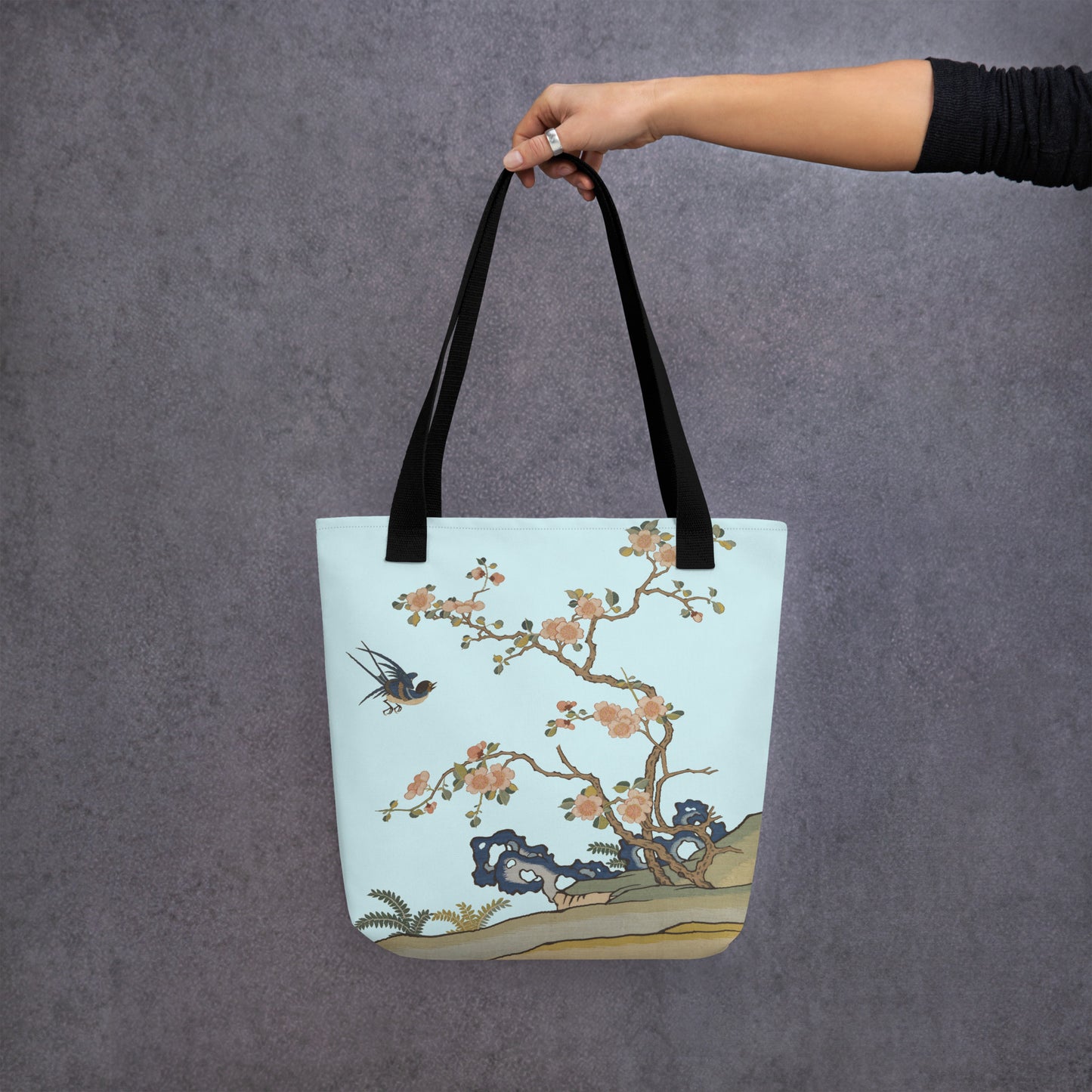 Kesi Flower Album｜Swallow in Flight, Harbinger of Spring｜Tote bag｜Aqua blue